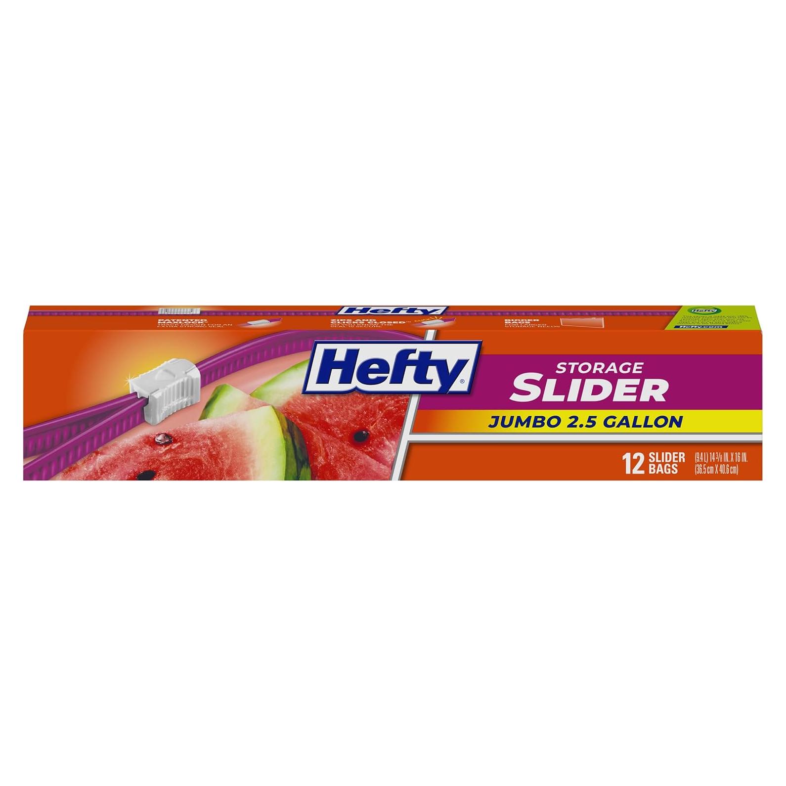 Bolsas de Almacenamiento Jumbo Hefty Slider 9.46L - Paquete de 12