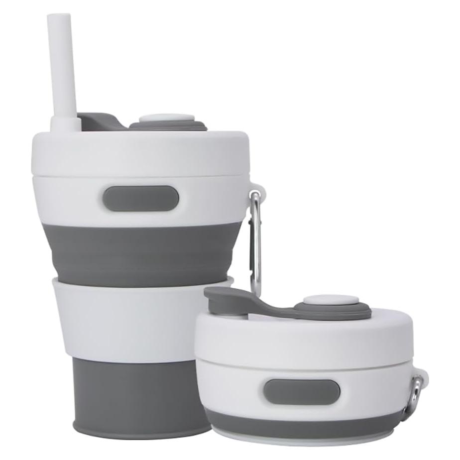 Taza de Camping Plegable UNNESTAR 450ml Gris con Popote