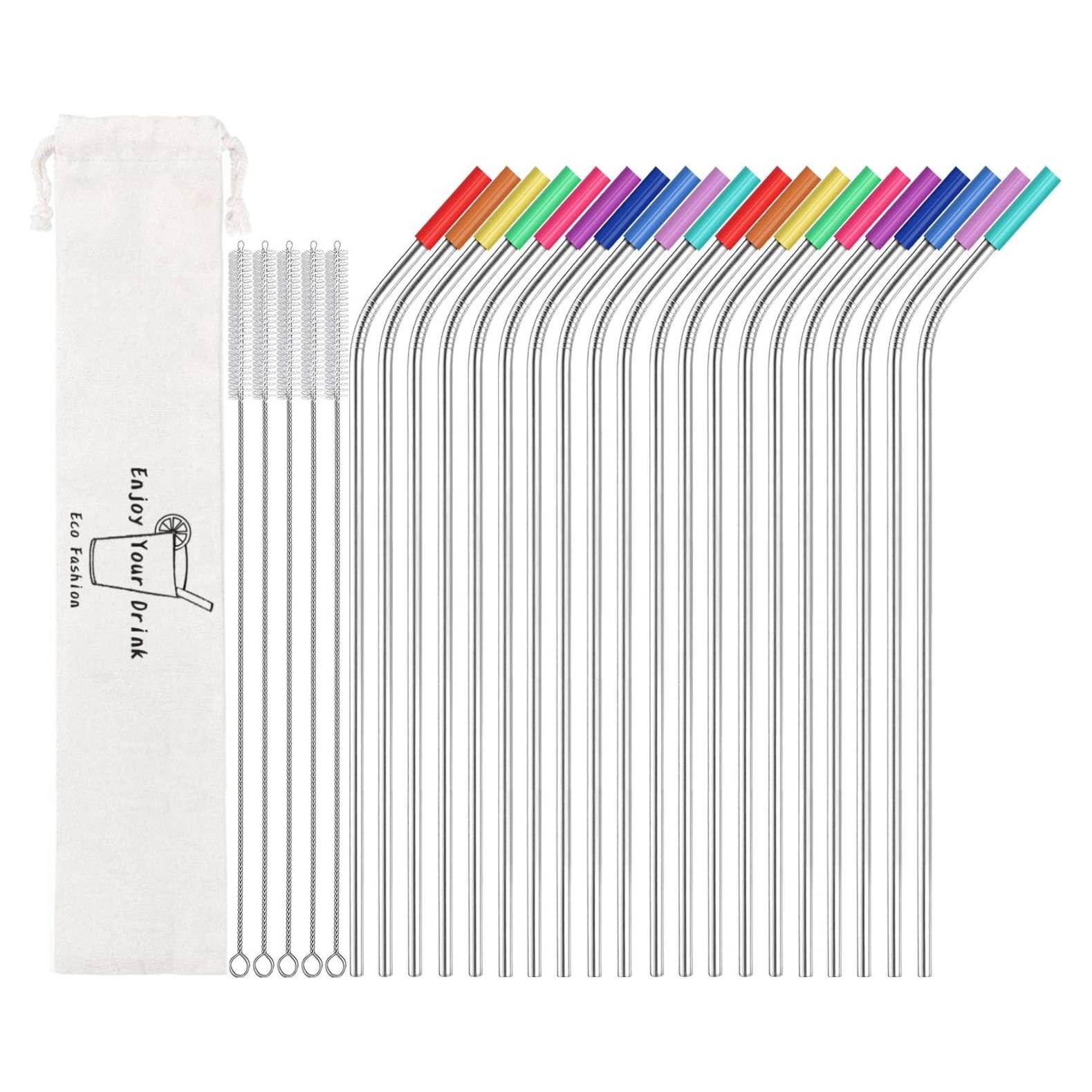 Set de 20 Pajitas Reutilizables de Acero Inoxidable MUTNITT 26.67 cm