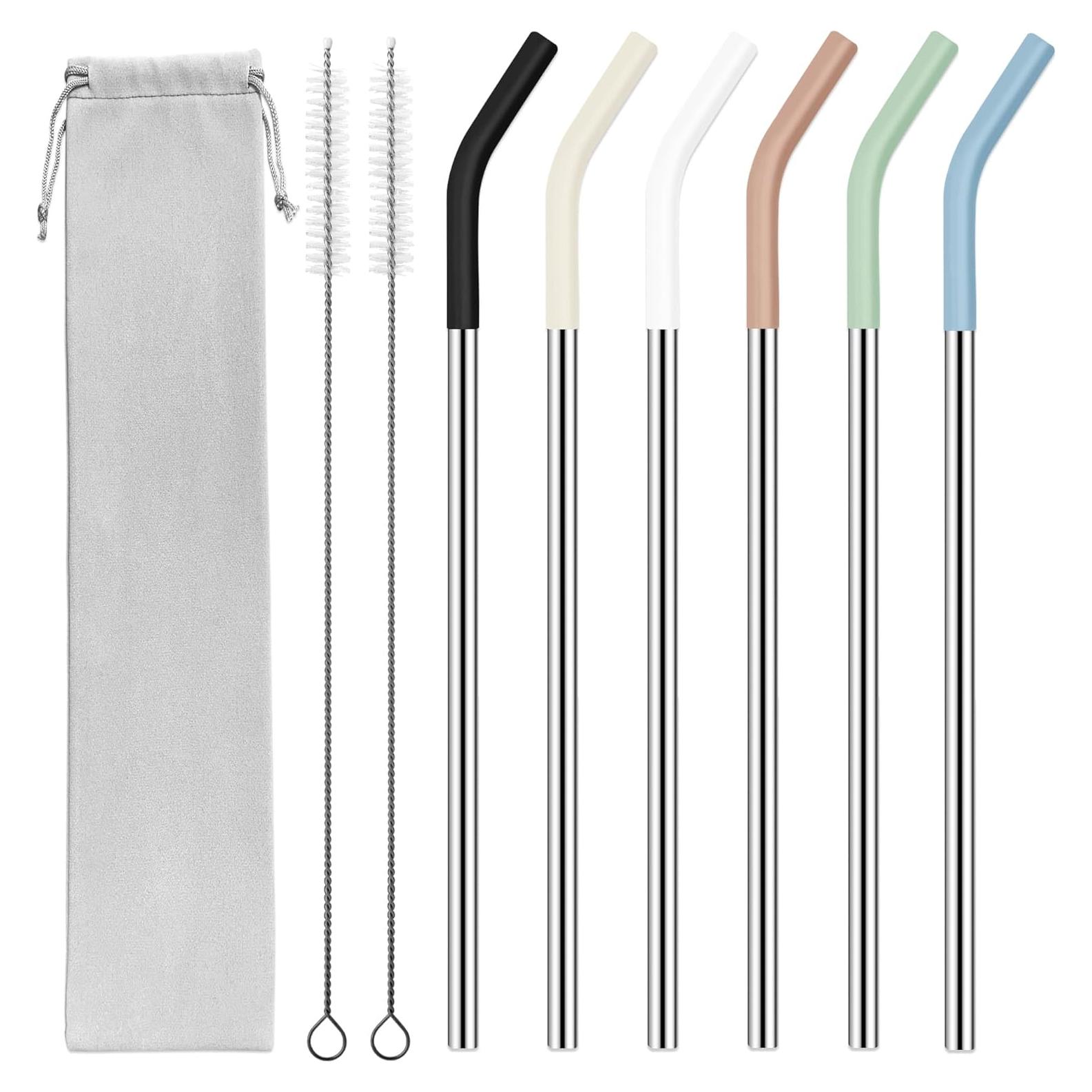 Pajitas de Metal Reutilizables JINRICH 40 oz con Silicona 6 Pcs