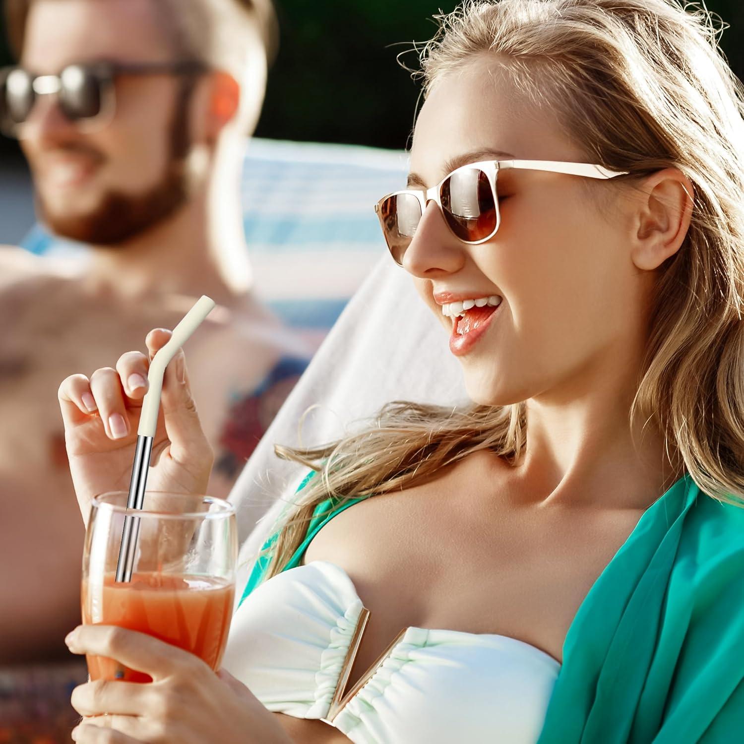 Pajitas de Metal Reutilizables JINRICH 40 oz con Silicona 6 Pcs