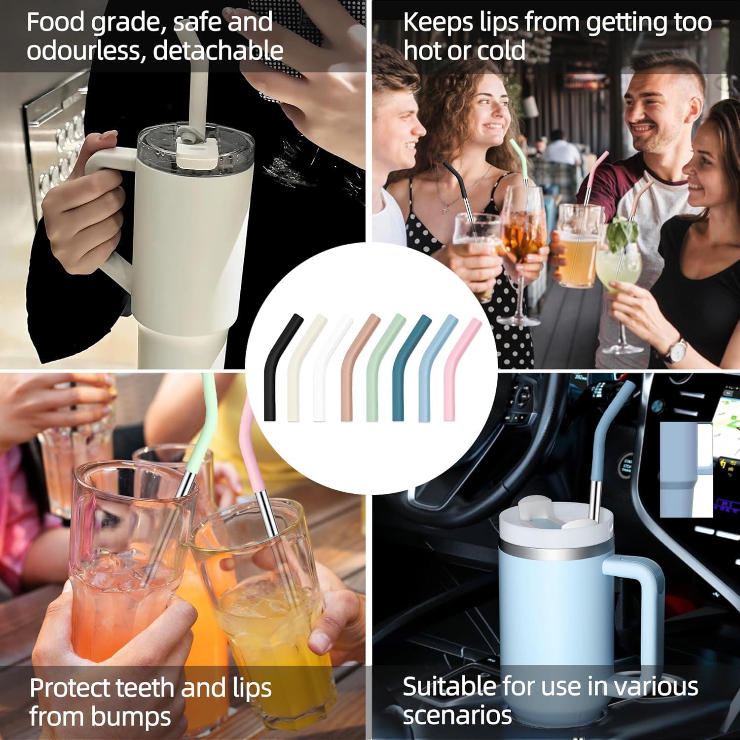 Pajitas de Metal Reutilizables JINRICH 40 oz con Silicona 6 Pcs