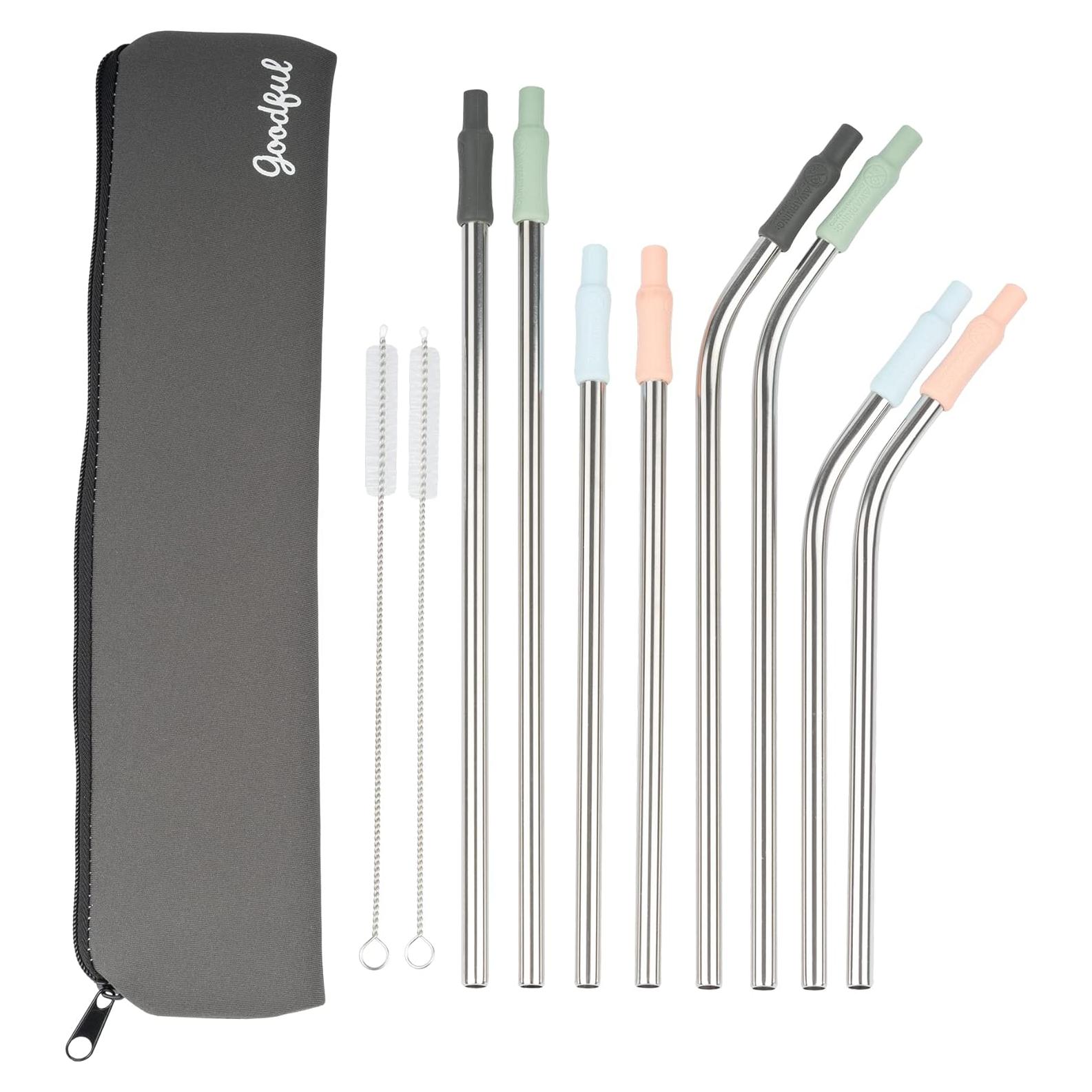 Set de Popotes Reutilizables Goodful Acero Inoxidable 8 Piezas