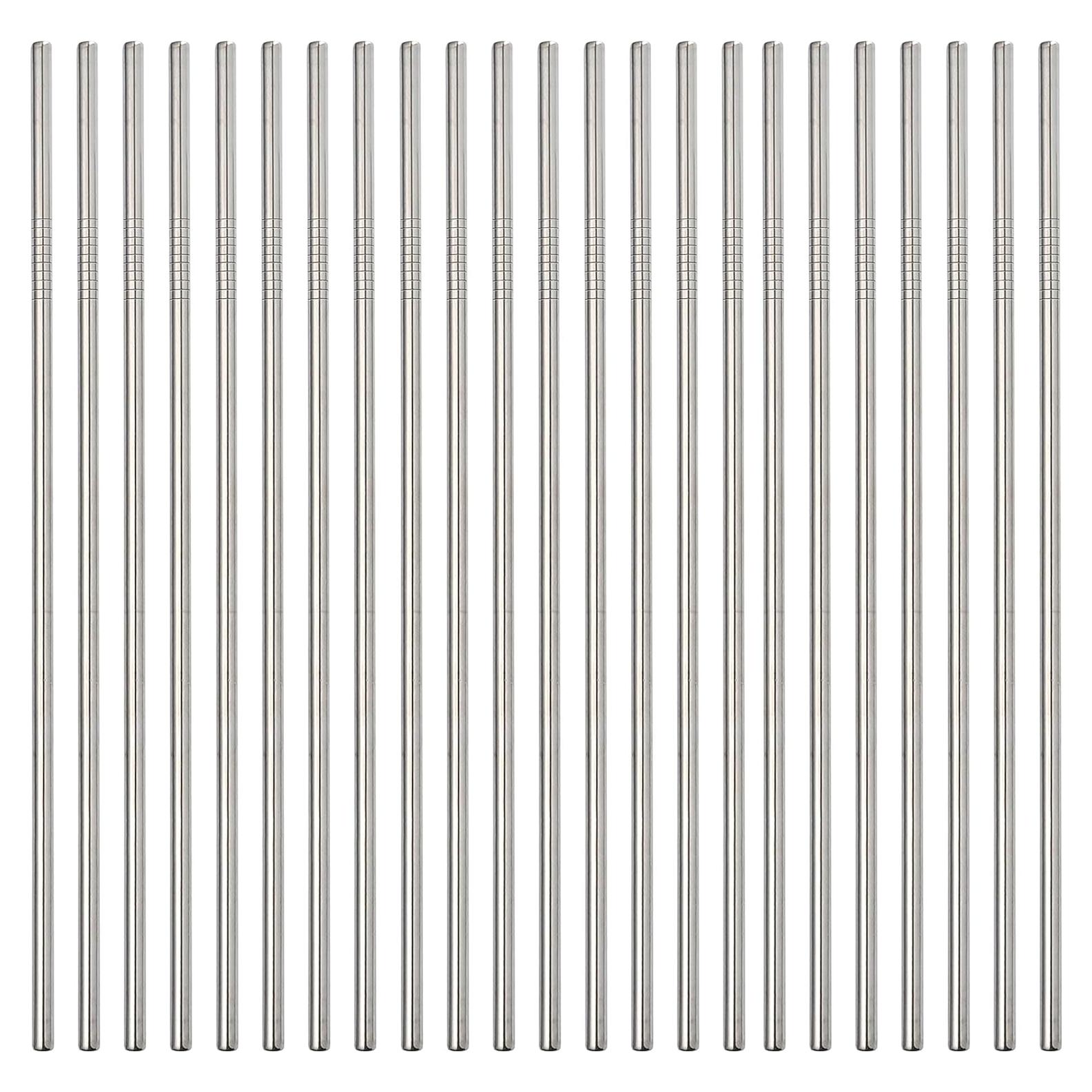 Popotes de Metal Reutilizables NiceCaTeLe 50 Piezas 215mm Plata