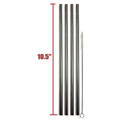 Popotes de Acero Inoxidable CocoStraw Extra Largo 26.67 cm - 4 Unidades