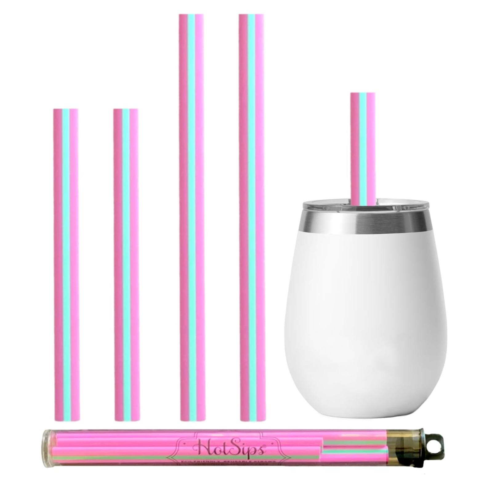 Popotes Reutilizables HotSips con Estuche de Viaje - 4 Unidades