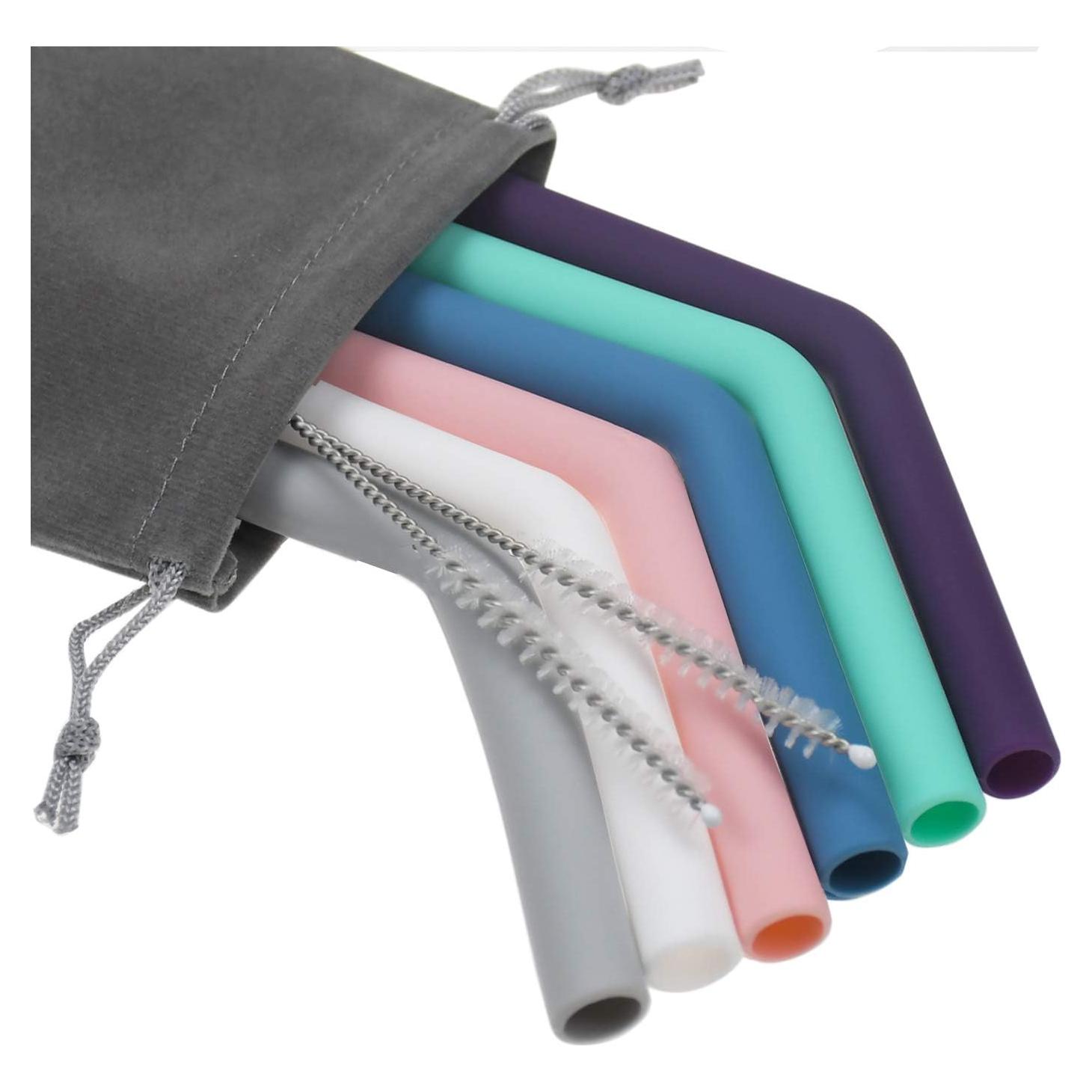 Conjunto de 6 Pajitas de Silicona Senneny Reutilizables 8mm