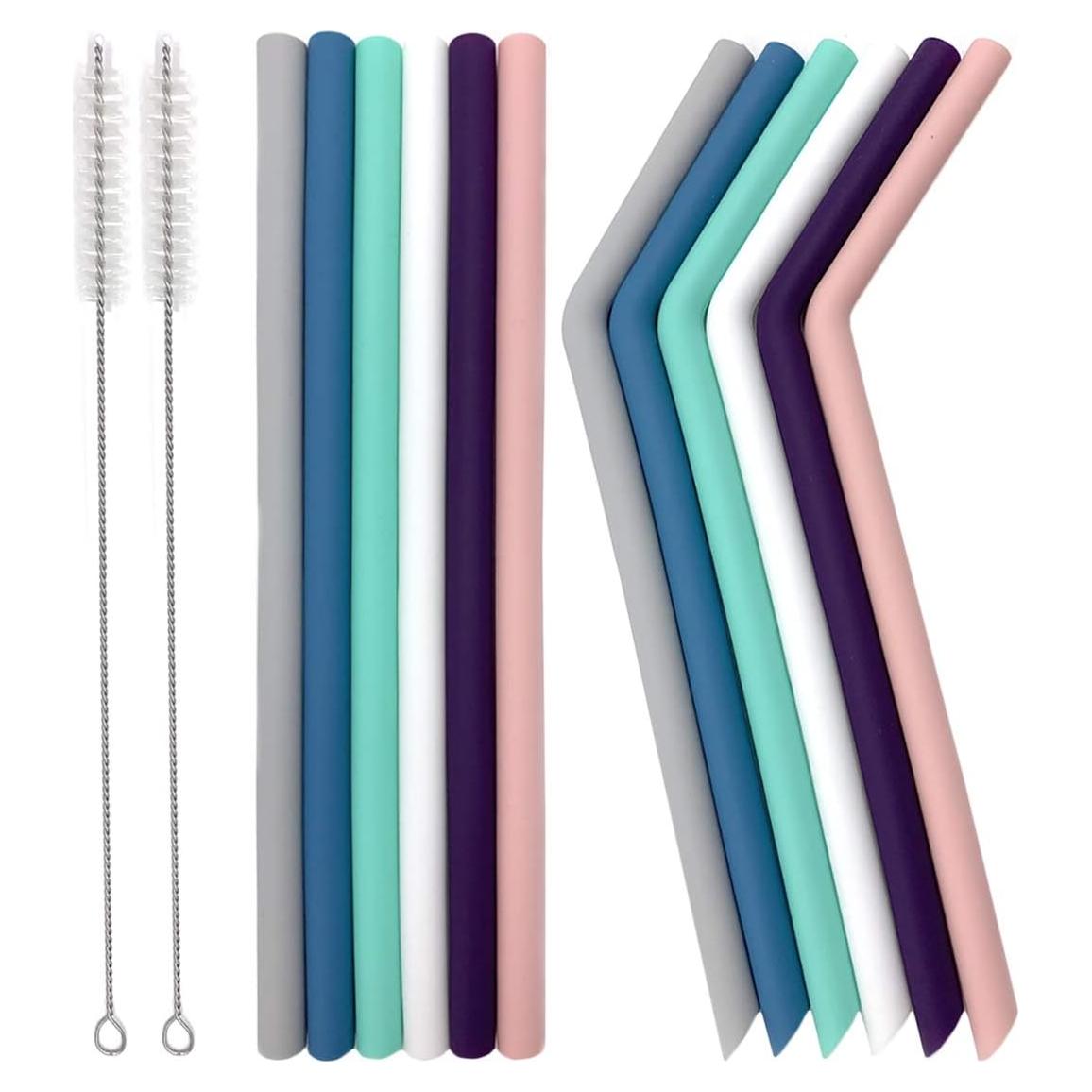 Conjunto de 12 Pajitas de Silicona Senneny Reutilizables 8mm