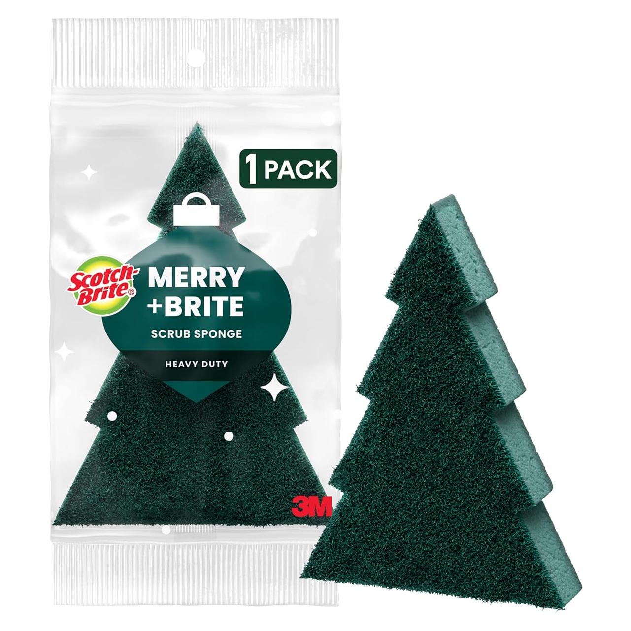 Scotch-Brite Modern Merry Tree Shape Scrub Sponge 1 Pack