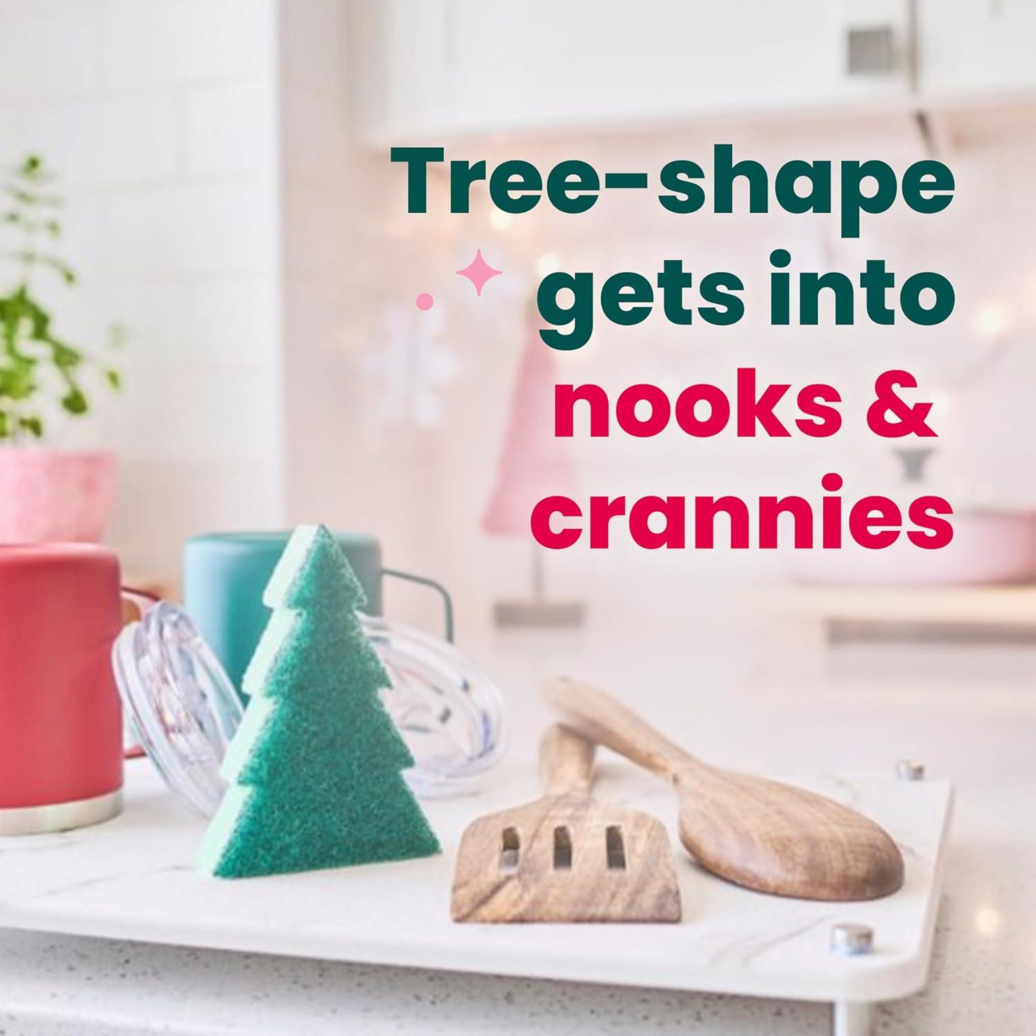Scotch-Brite Modern Merry Tree Shape Scrub Sponge 1 Pack