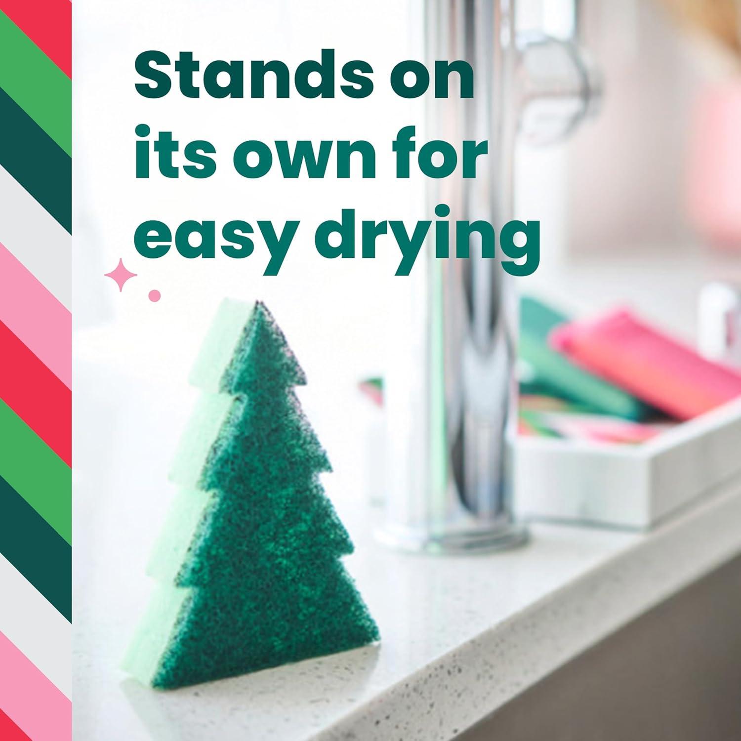 Scotch-Brite Modern Merry Tree Shape Scrub Sponge 1 Pack