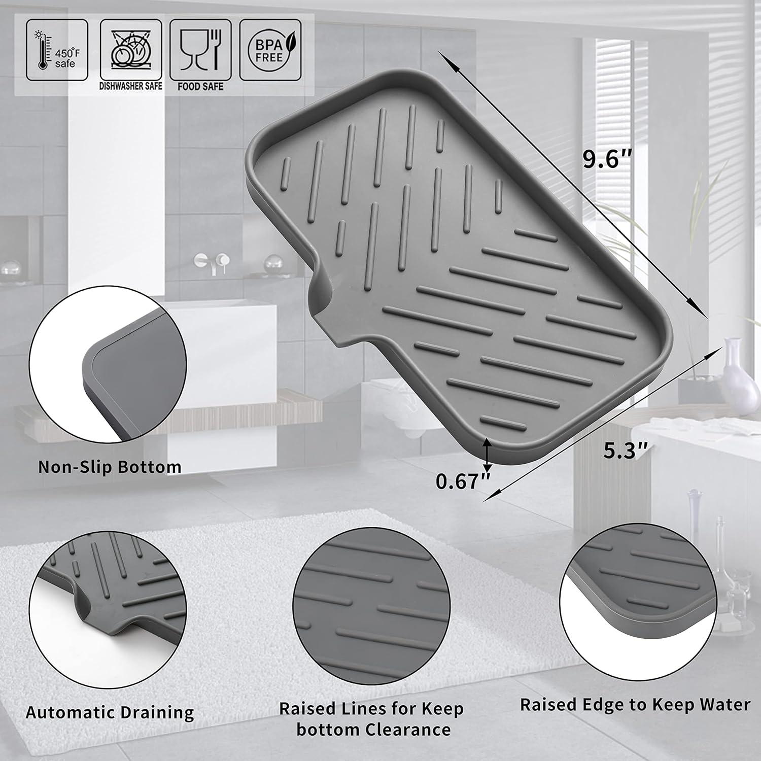 Plato de Jabón de Silicona MicoYang con Drenaje 24.4x13.5cm Gris