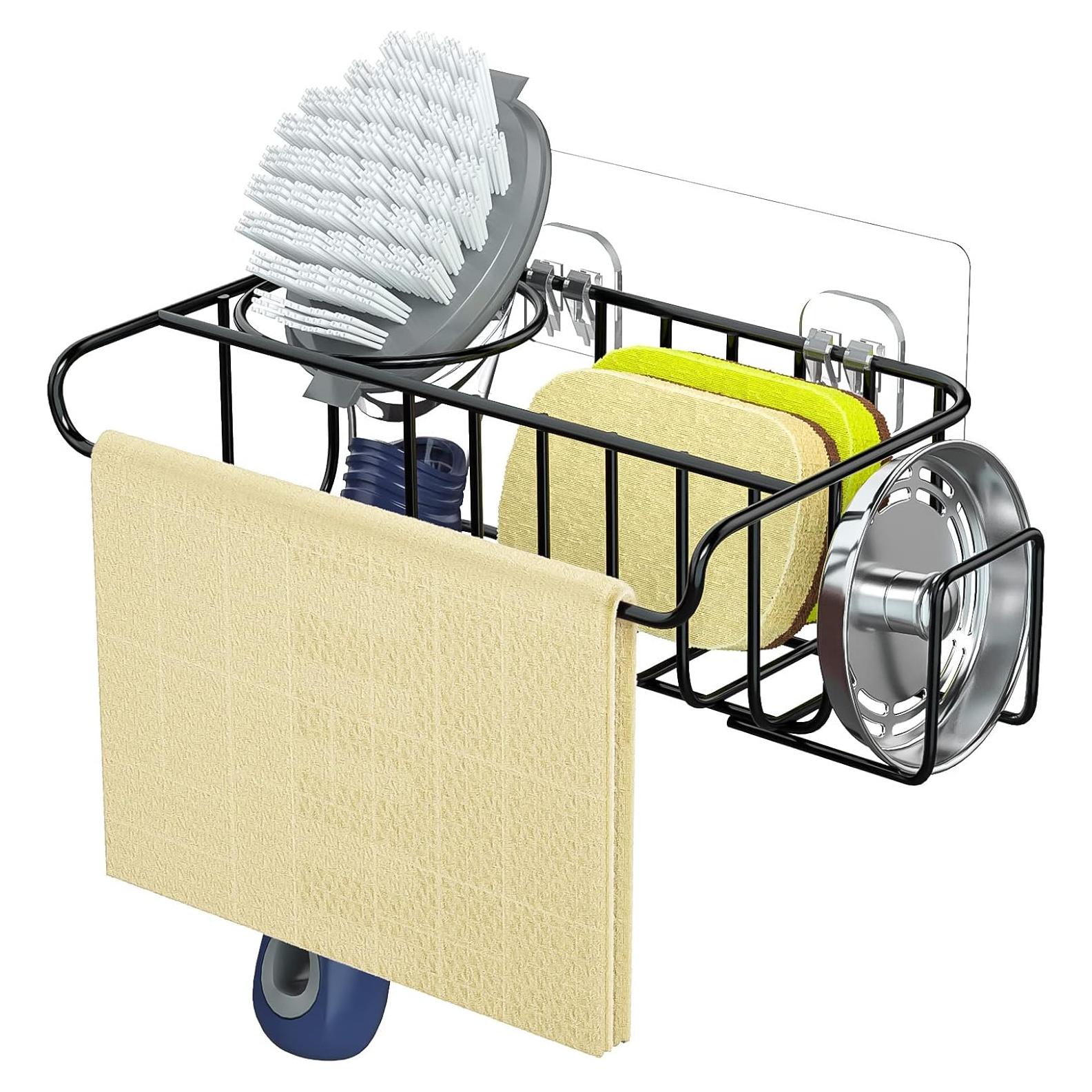 Soporte de Esponja Adhesivo HapiRm para Fregadero - Negro