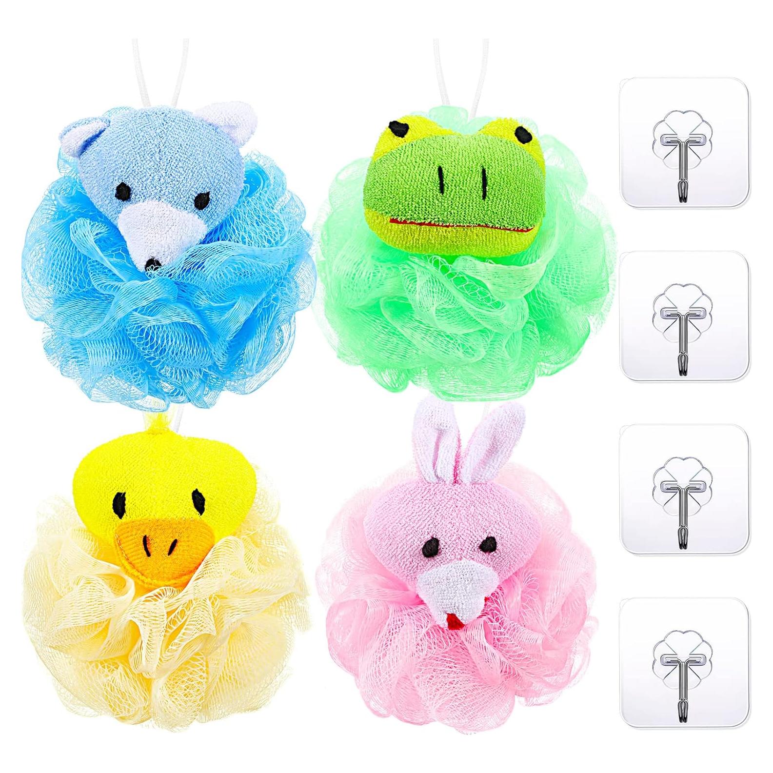 Esponjas de Baño Animal Boao - 4 Piezas Exfoliantes Coloridas