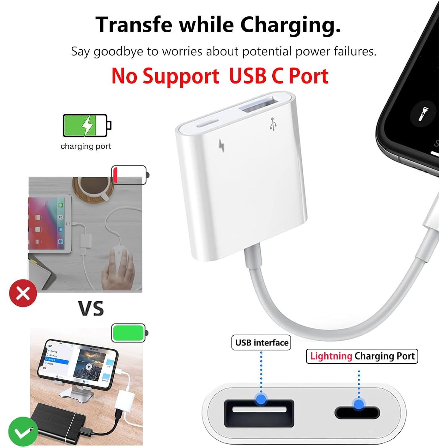 Adaptador Lightning a USB KikoSaka con carga y OTG 3.0