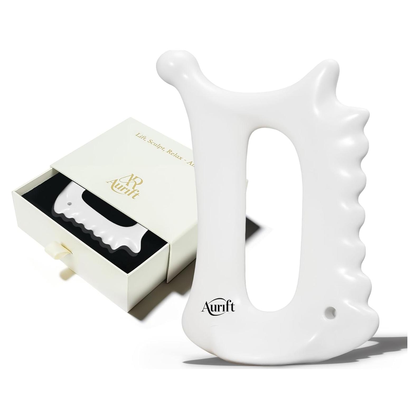 Herramienta Gua Sha Cerámica 4-en-1 Aurift para Masaje Facial