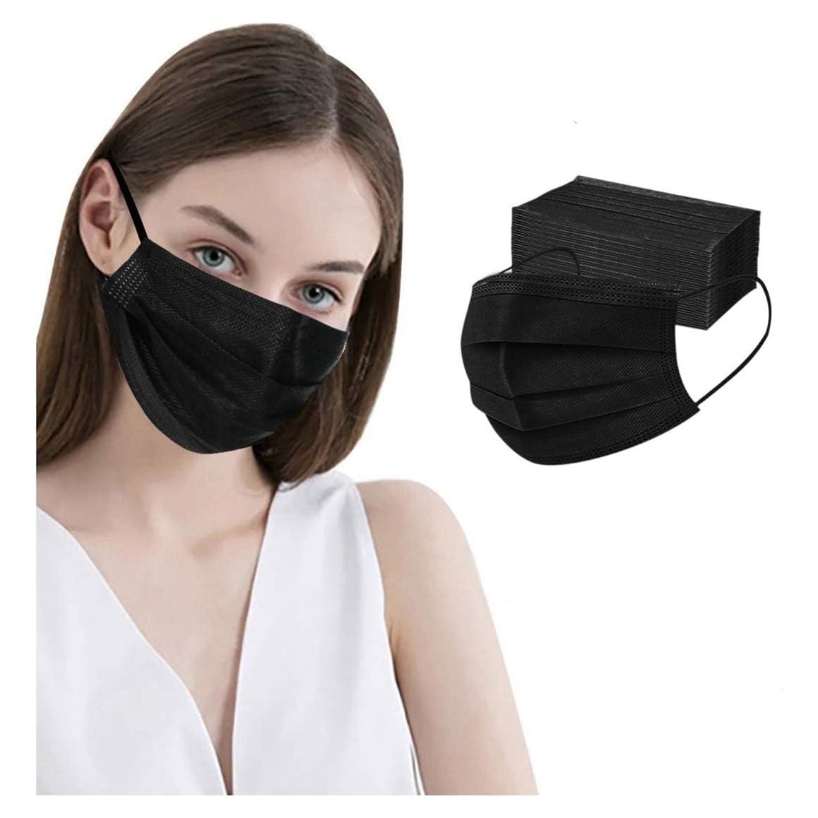 Mascarillas Desechables Negras LEMENT 100 Pcs 3 Capas