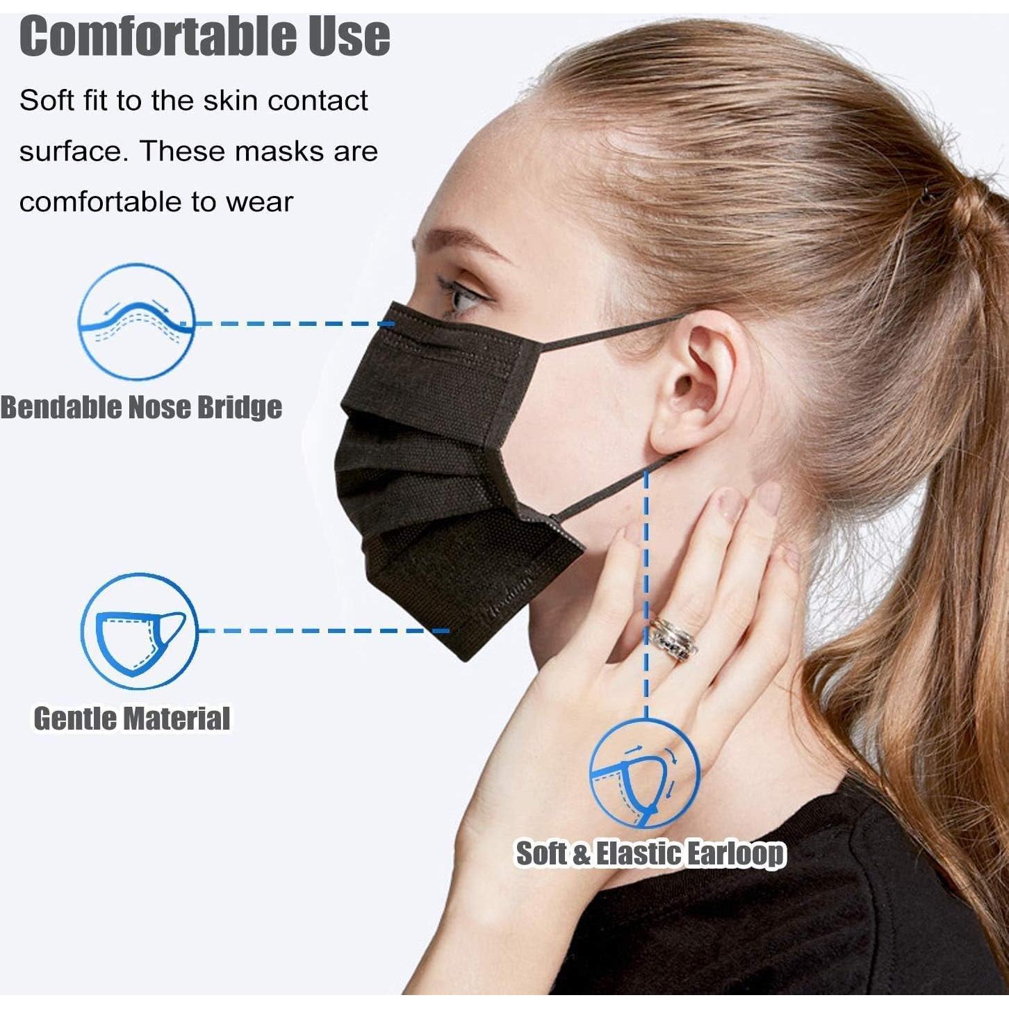 Mascarillas Desechables Negras LEMENT 100 Pcs 3 Capas