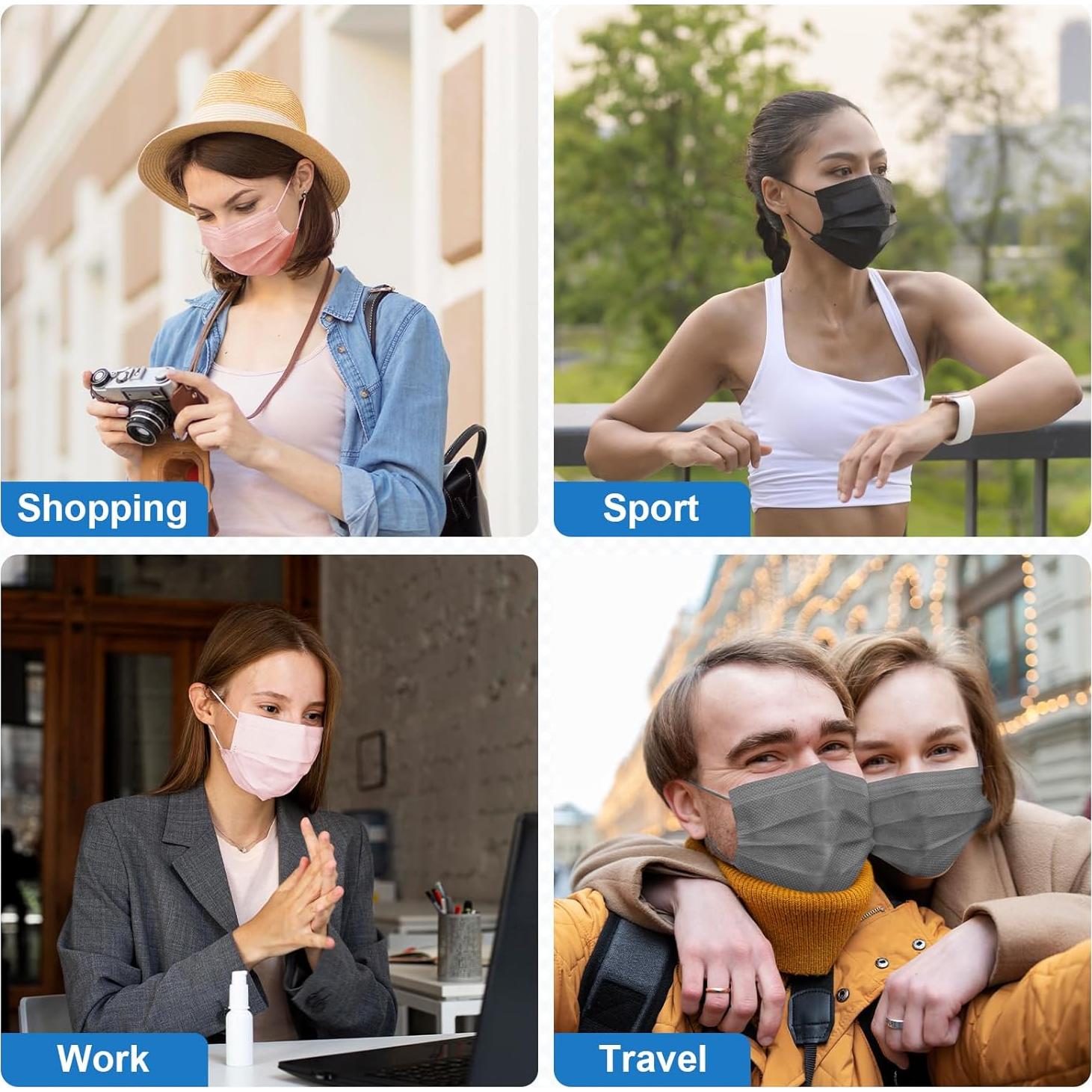 Mascarillas Desechables 100PCS Multicolor 3 Capas Adultos