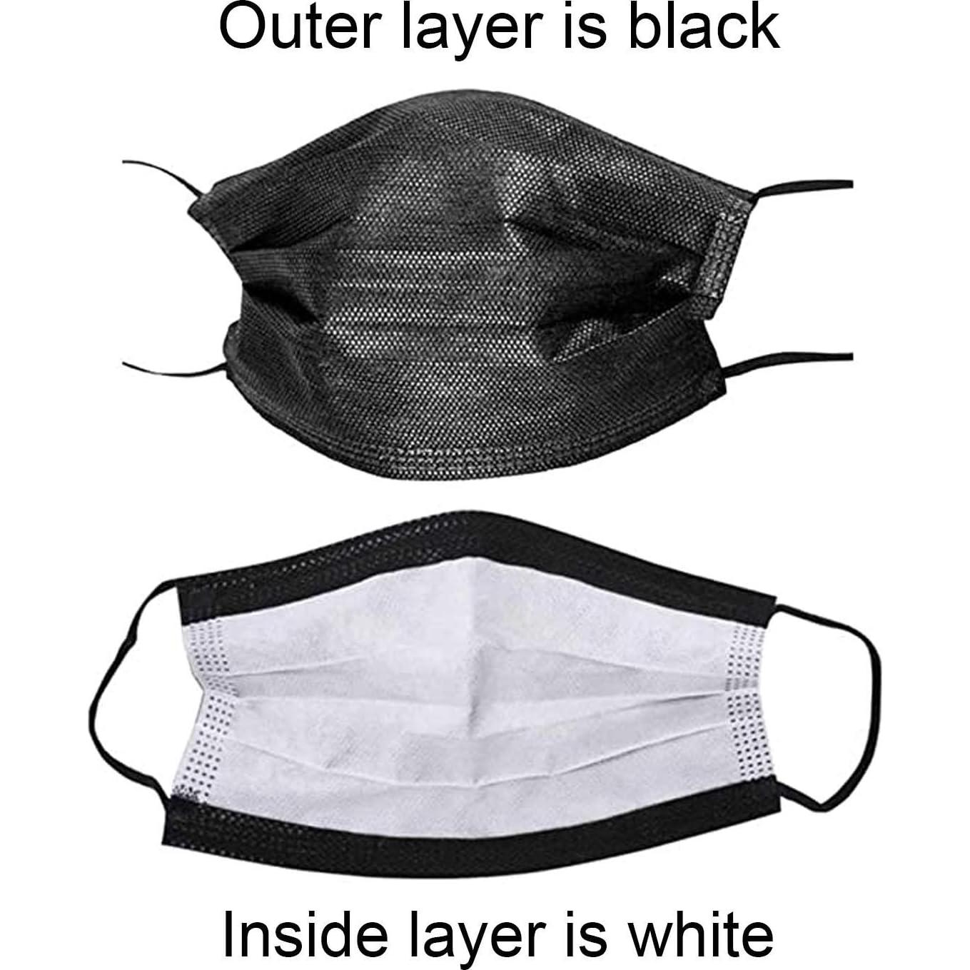 Mascarillas desechables Wecolor 3 capas negras - 100 unidades