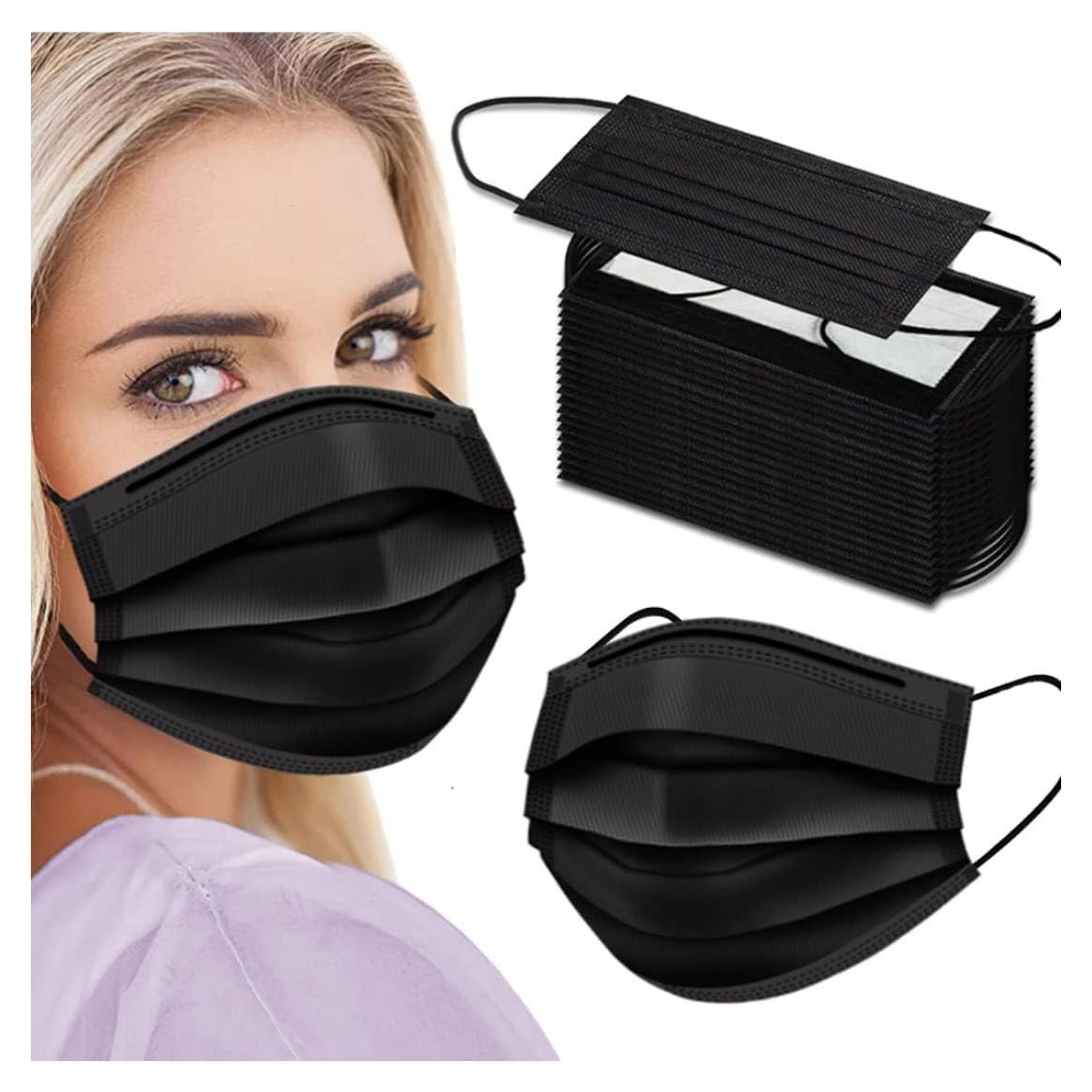 Mascarillas Negras Desechables 3 Capas Cozzi Crafts 100 Pk