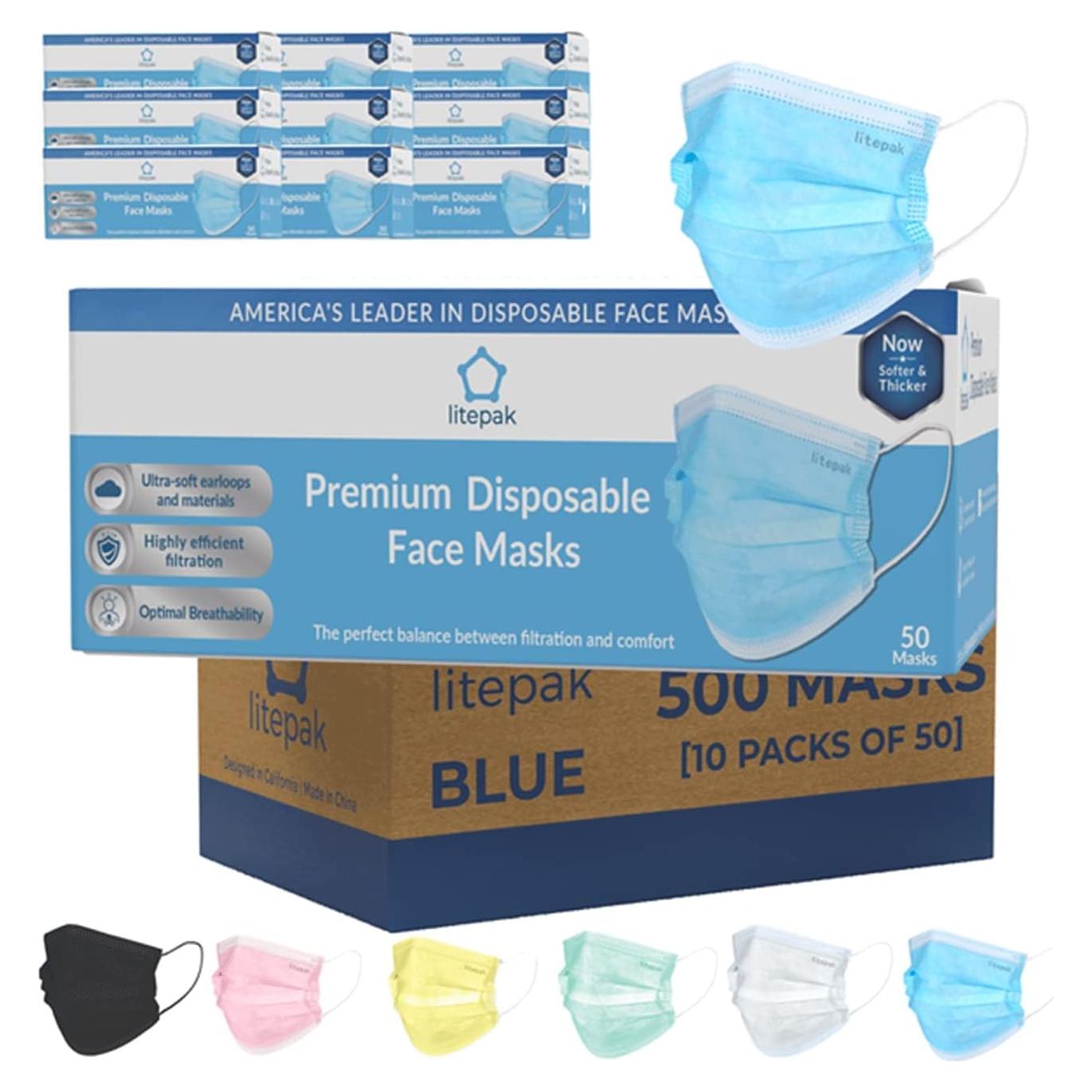 Mascarillas Desechables Litepak 500pcs 3 Capas Azul