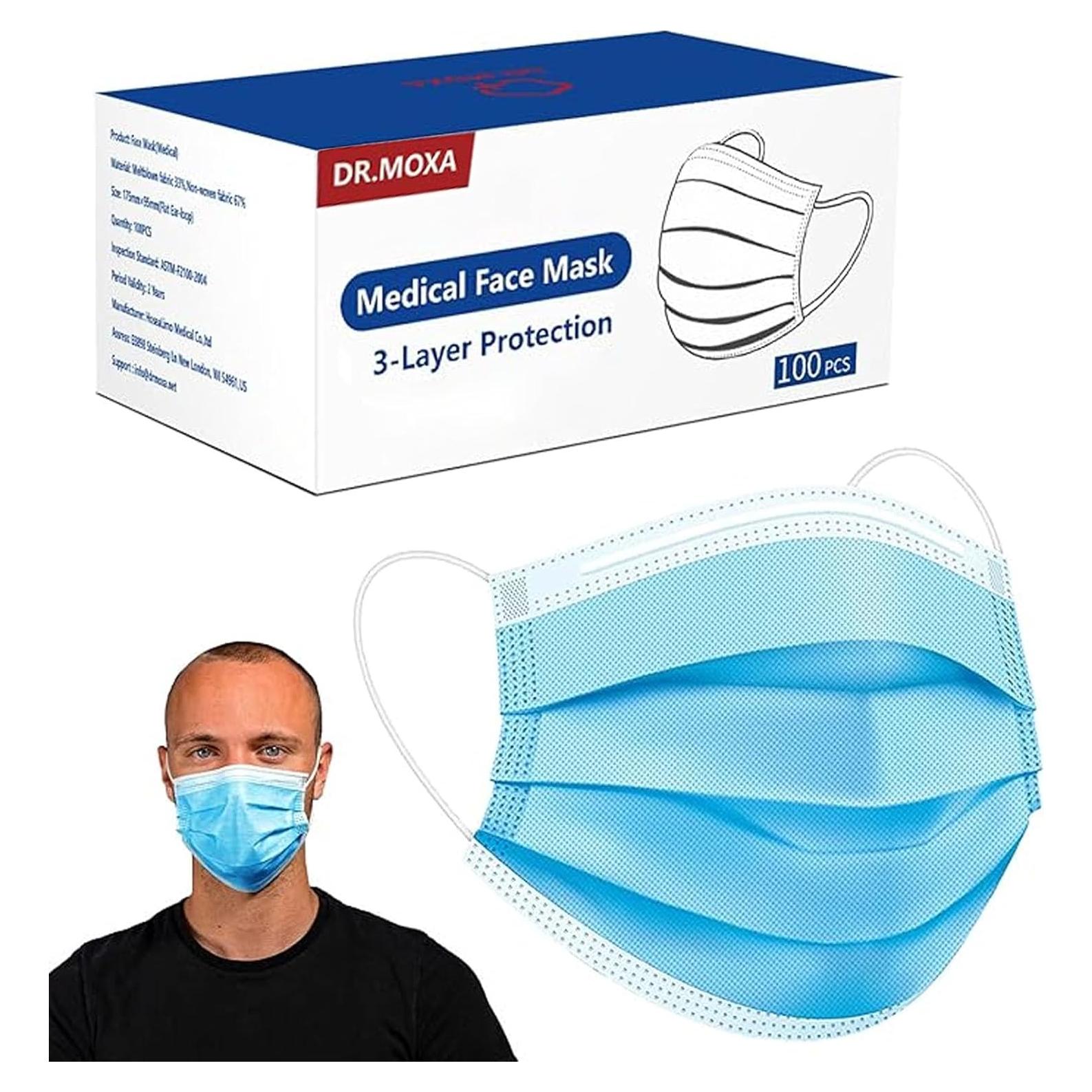 Mascarillas Desechables DR.MOXA 100 Unidades 3 Capas PFE>95%