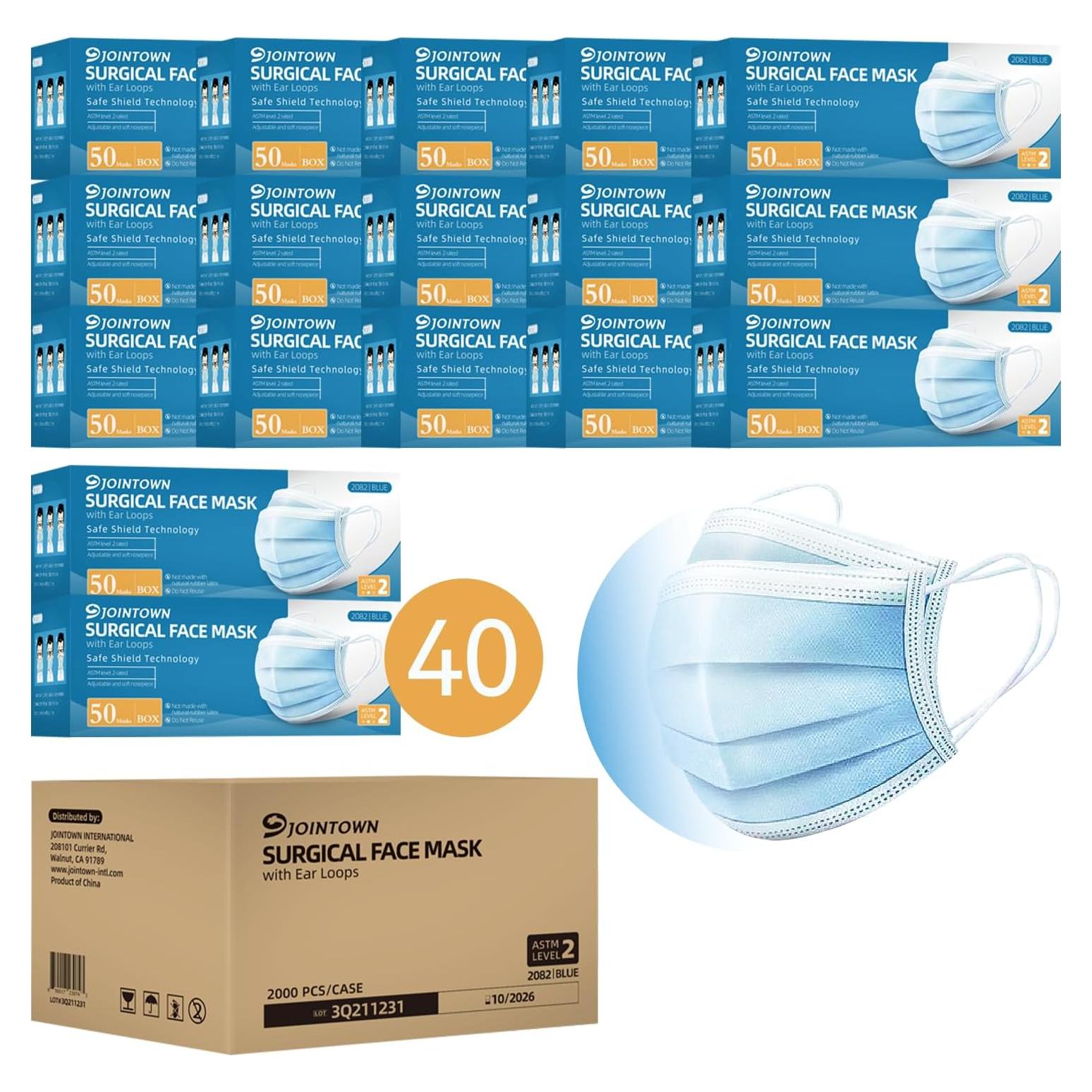 Mascarillas Quirúrgicas Jointown Nivel 2 ASTM 2000 Unidades Azul