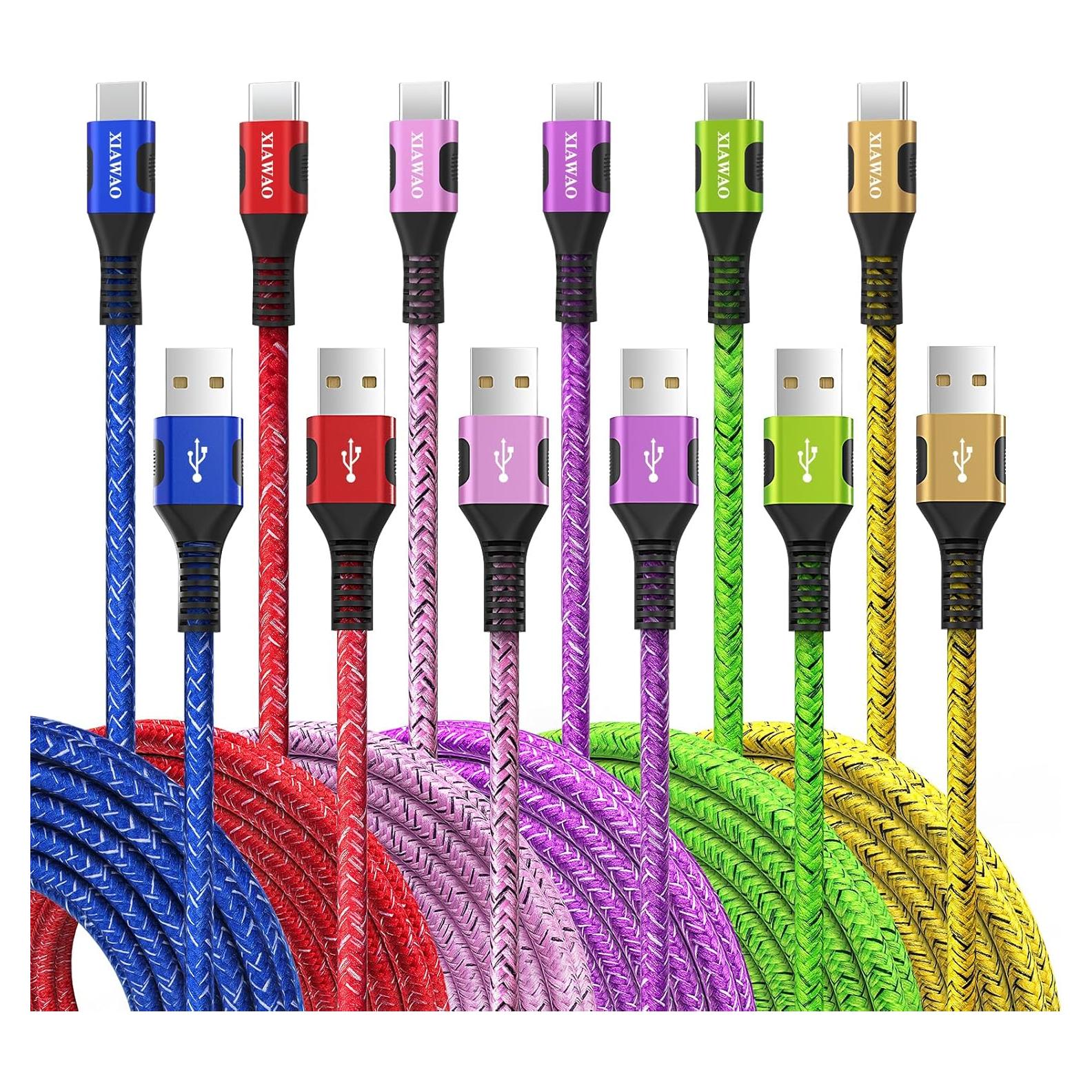 Cable USB a USB C XIAWAO 6-Pack 1.83m y 2.74m Carga Rápida