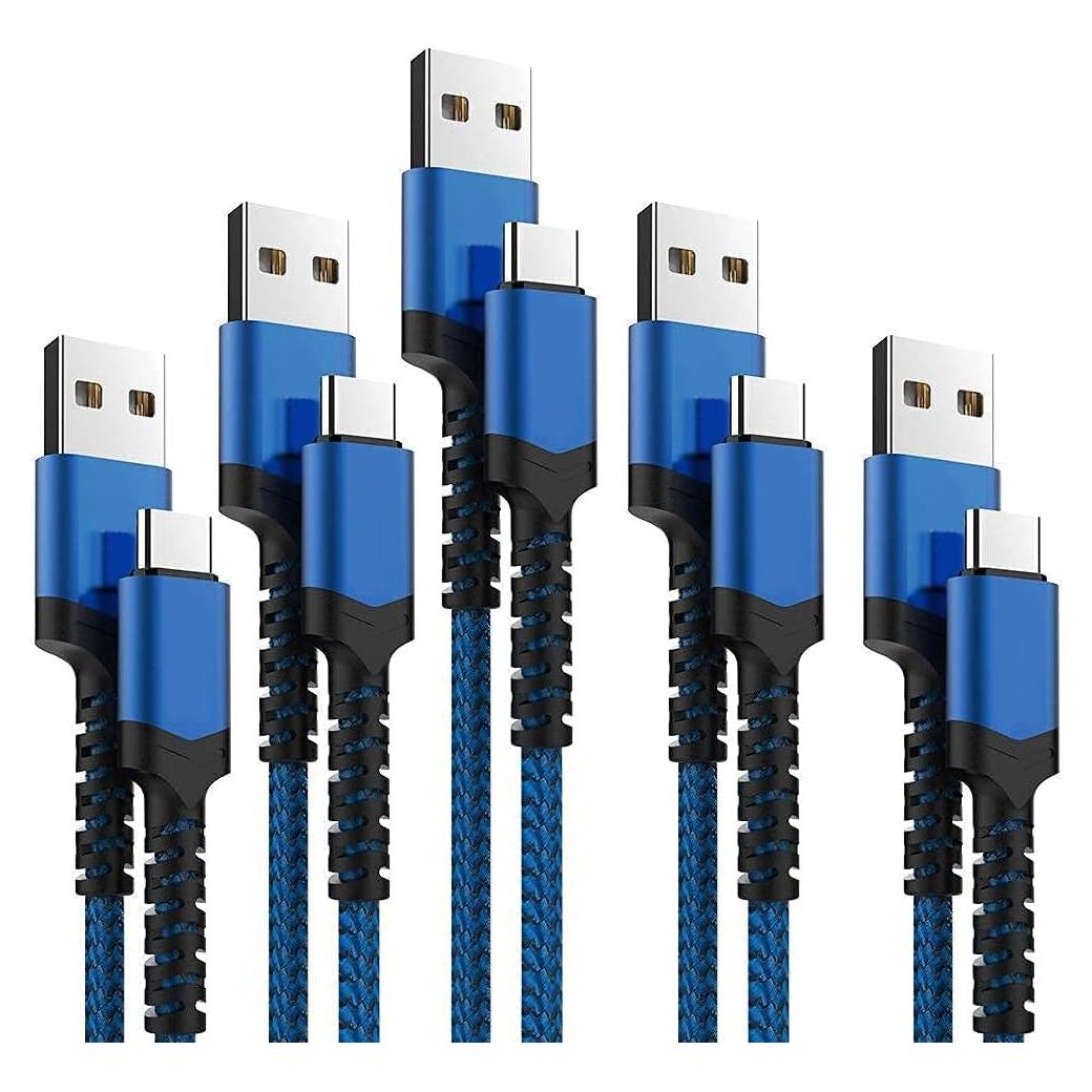 Cable USB Tipo C AIOXQNL 5Pack 8.53m Cargador Rápido Nylon