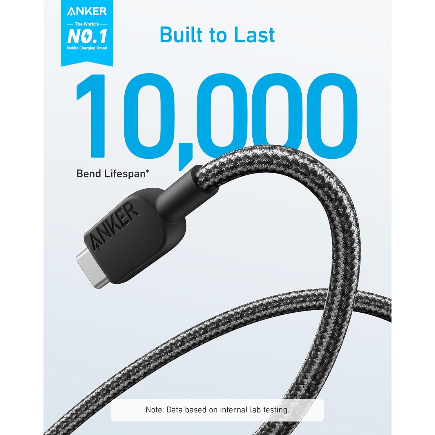 Cable USB A a USB C Anker 310, 2 Unidades 1.83 m Negro