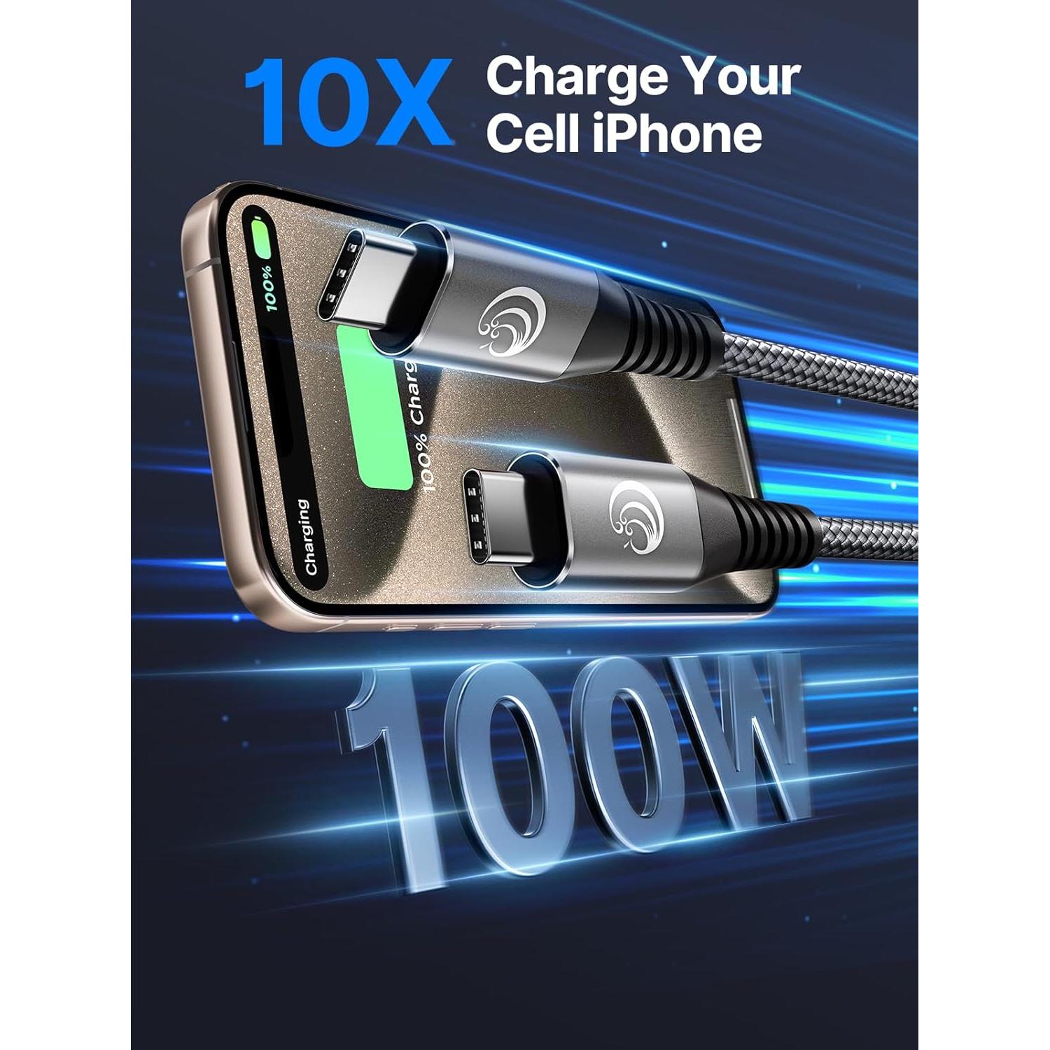 Cable USB C a USB C 100W Yosou 3m - 2 Paquetes Carga Rápida