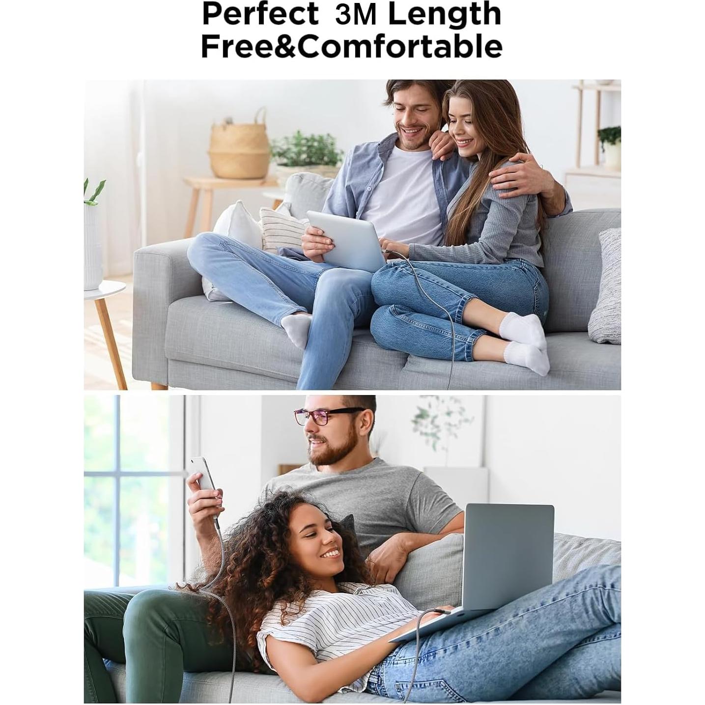 Cable USB C a USB C 100W Yosou 3m - 2 Paquetes Carga Rápida