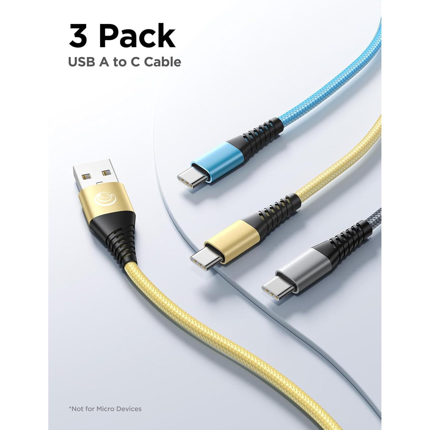 Cable USB C 3Pack 3M Aioneus Carga Rápida Multicolor
