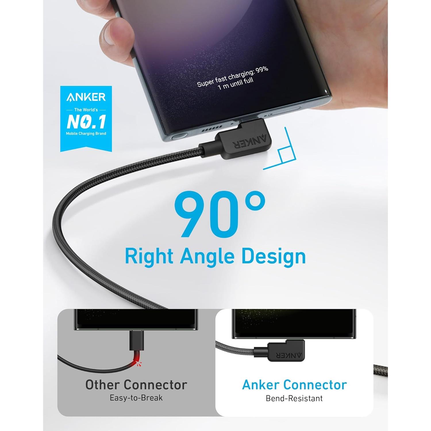 Cable USB-C a USB-C Anker 240W 1.83m Trenzado 90° (2Pack)