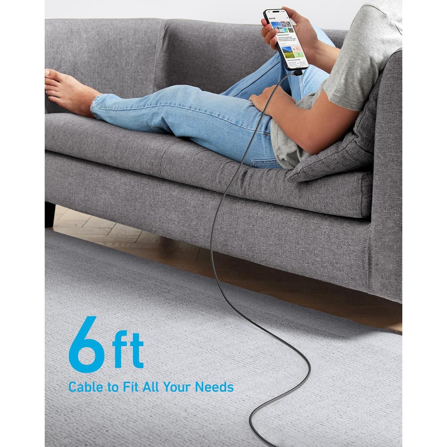 Cable USB-C a USB-C Anker 240W 1.83m Trenzado 90° (2Pack)