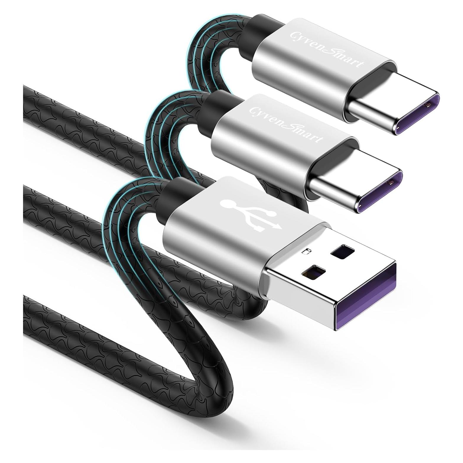 Cable USB Tipo C 3m CyvenSmart Carga Rápida 3A 2 Paquete