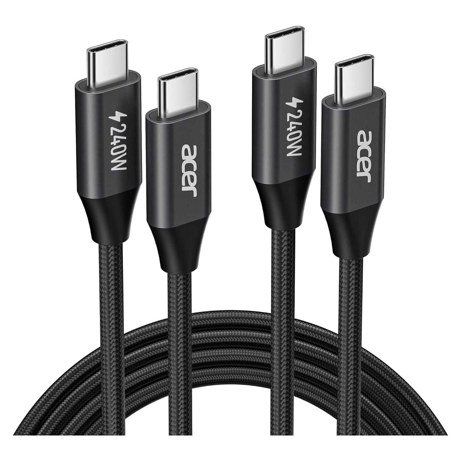 Cable USB C Acer OCB249 240W 2m Trenzado Nylon Carga Rápida