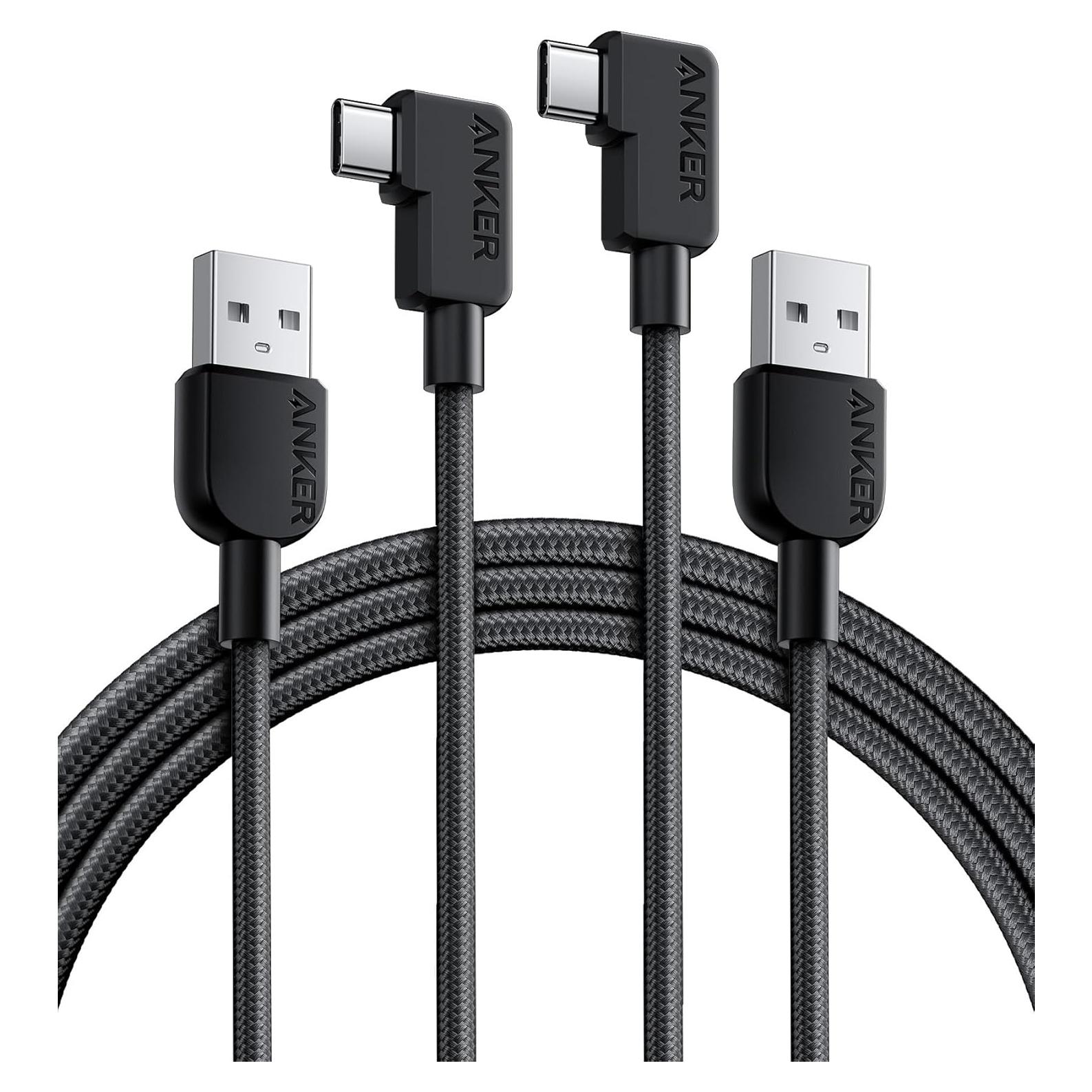 Cable Anker USB-A a USB-C 90° 1.83m (2 Pack) Negro