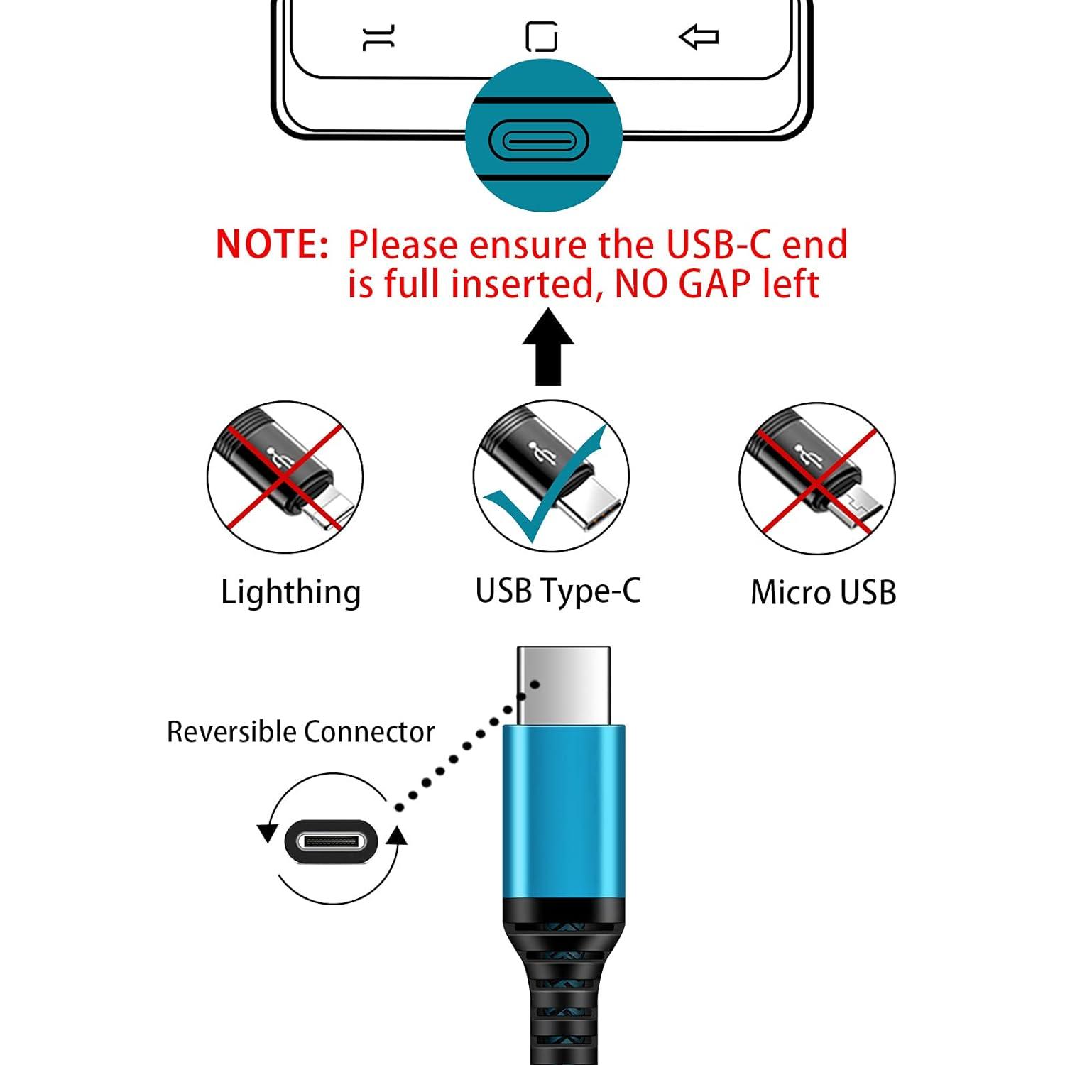 Cable de carga rápida USB tipo C 2Pack 1.83m para Samsung y más