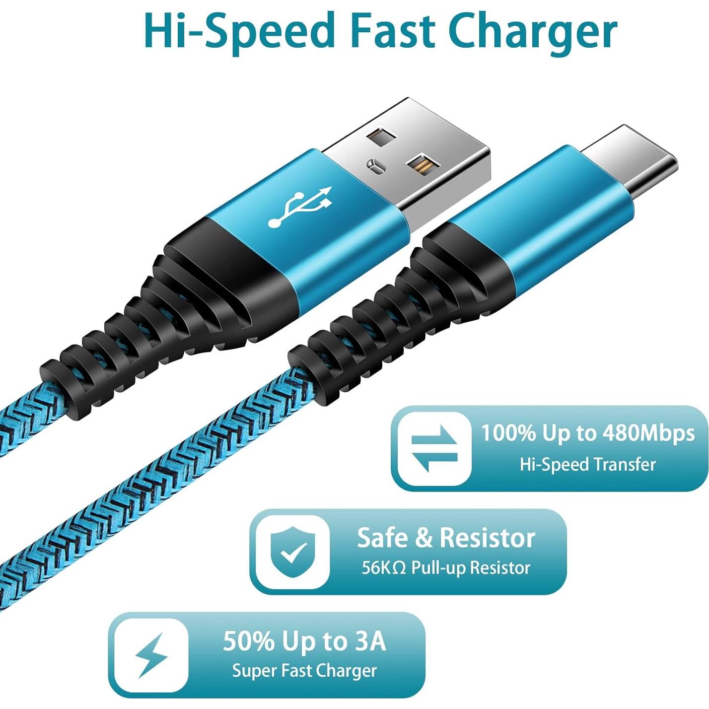 Cable de carga rápida USB tipo C 2Pack 1.83m para Samsung y más