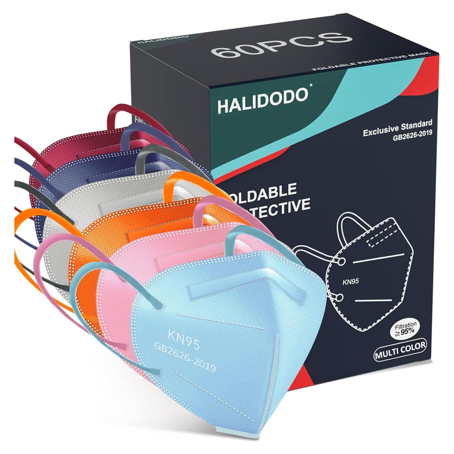 Mascarillas KN95 HALIDODO 60 Paquetes 5 Capas Multicolor
