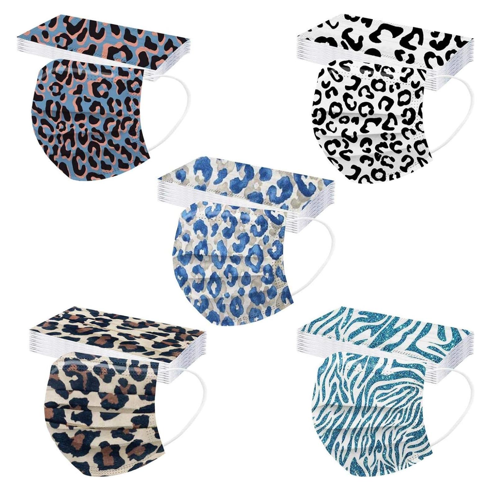 Mascarillas desechables MEESOUL 50 unidades leopardo 3 capas