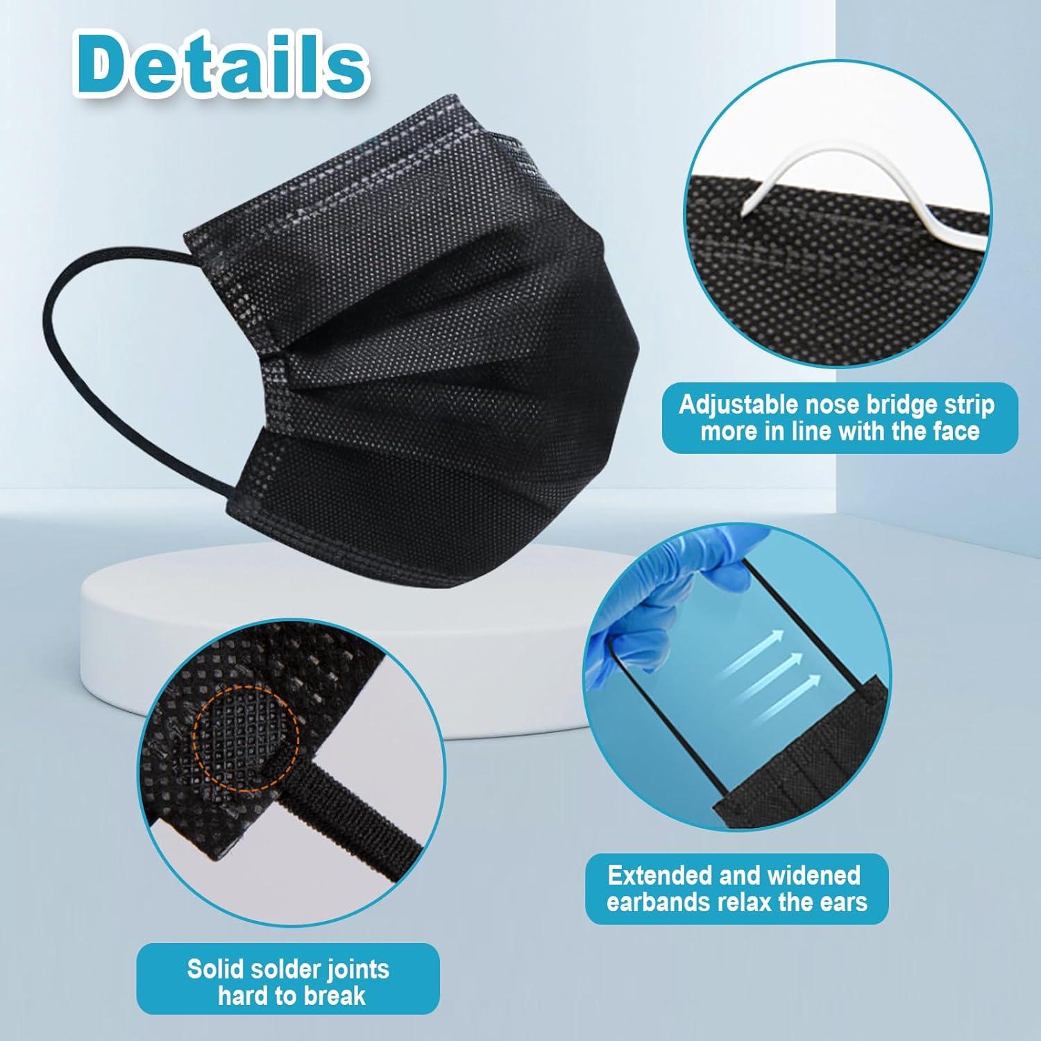 Mascarillas desechables negras 4 capas Daysoy - 50 unidades