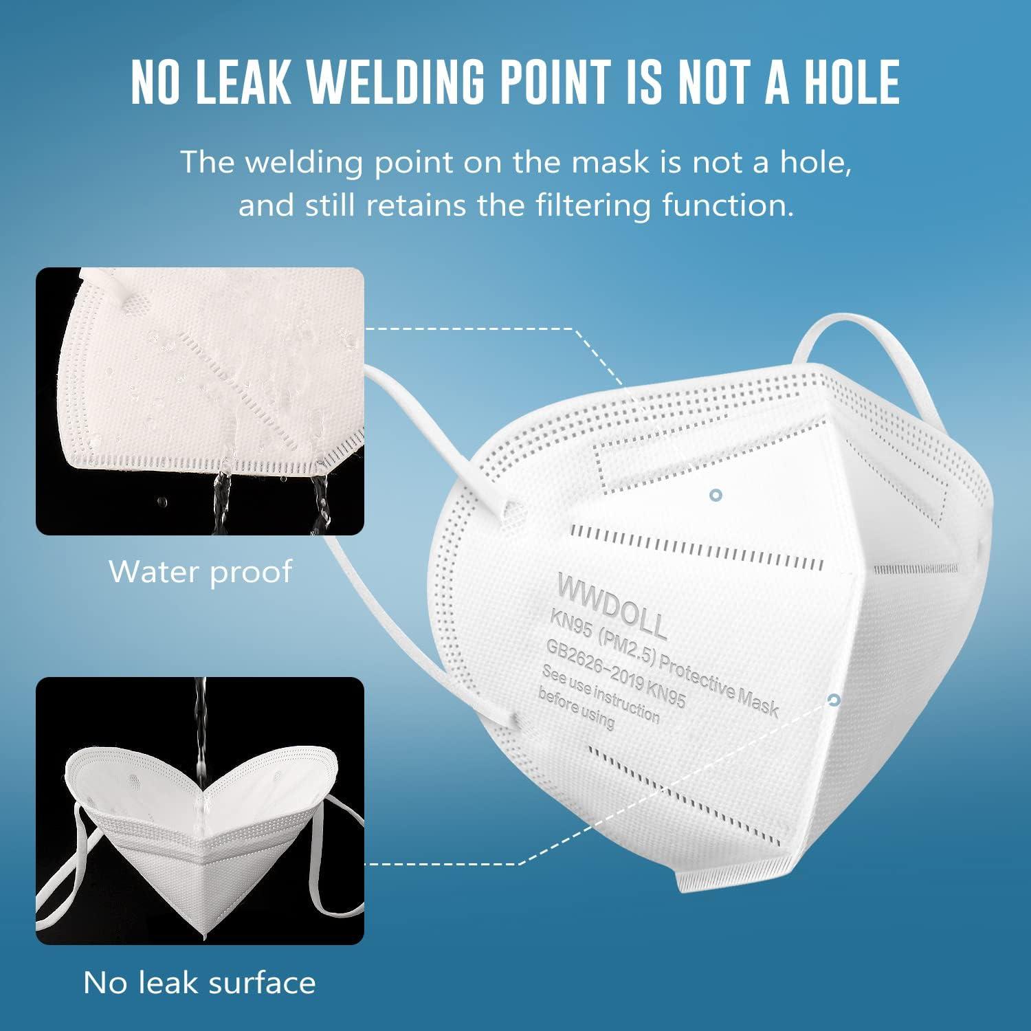 Mascarillas KN95 WWDOLL Paquete de 25, 5 Capas Transpirables