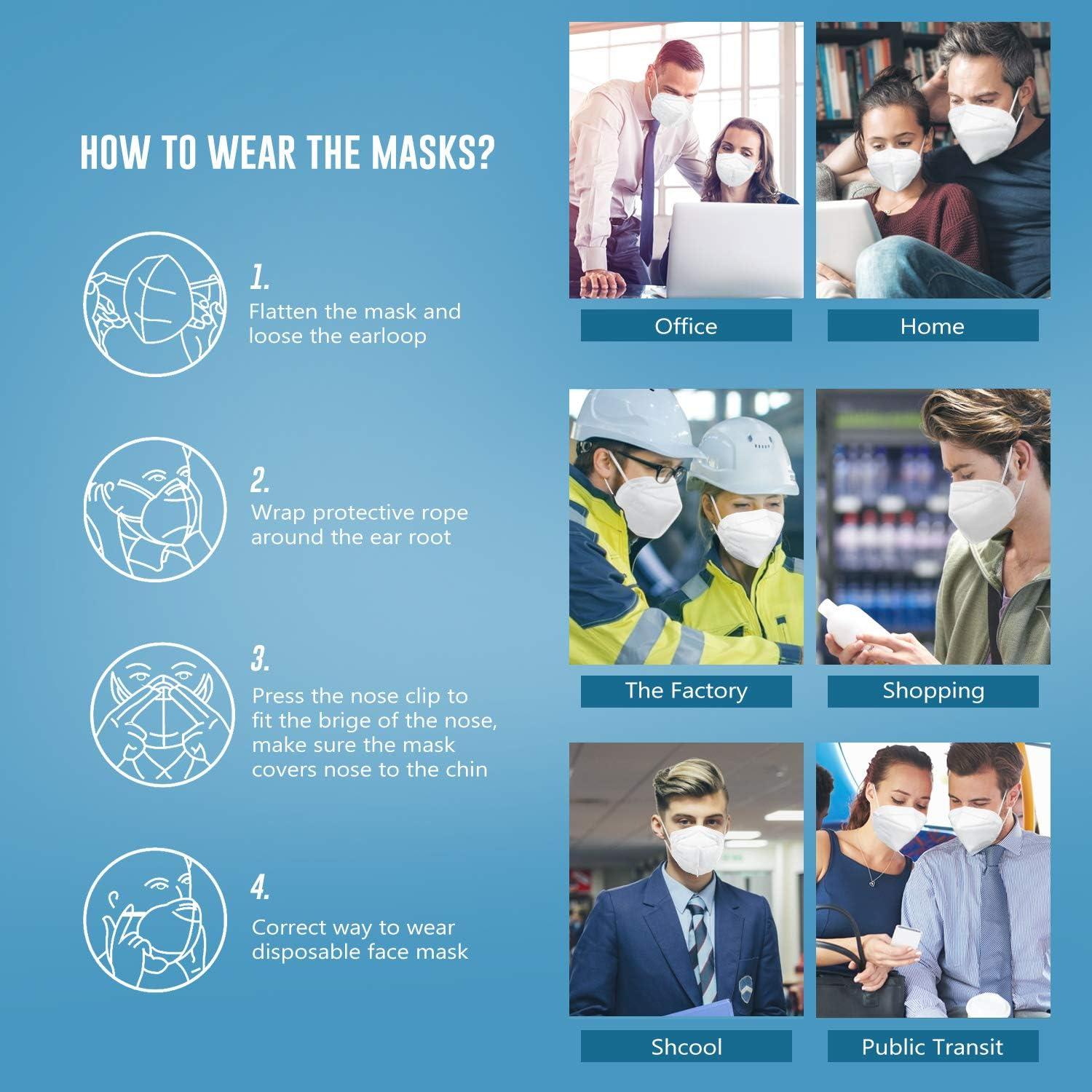 Mascarillas KN95 WWDOLL Paquete de 25, 5 Capas Transpirables