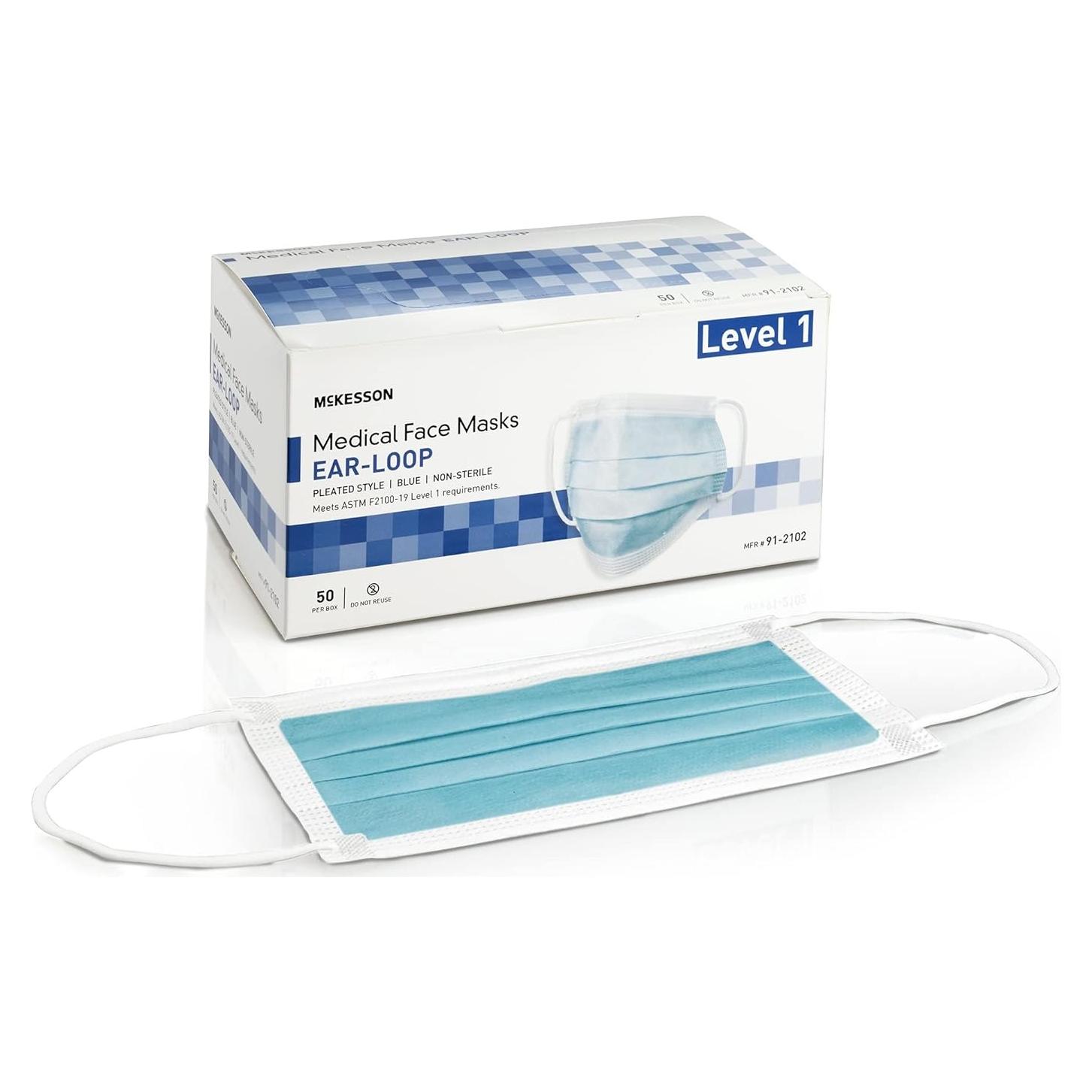 Mascarillas Médicas McKesson Nivel 1, 50 Unidades, Azul, 17.78x9.53 cm