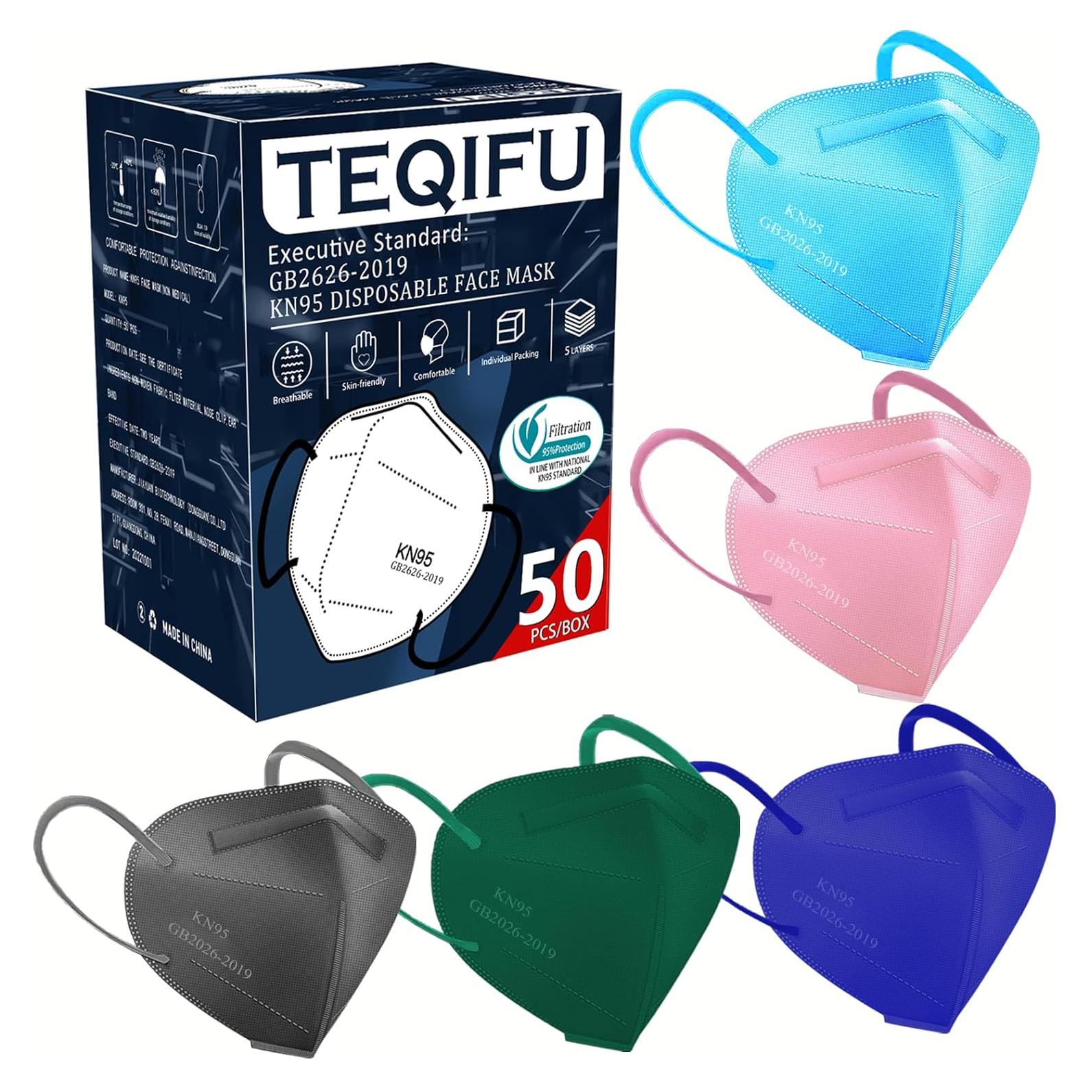 Mascarillas KN95 50pcs 5 Capas Eficiencia >95% Transpirables