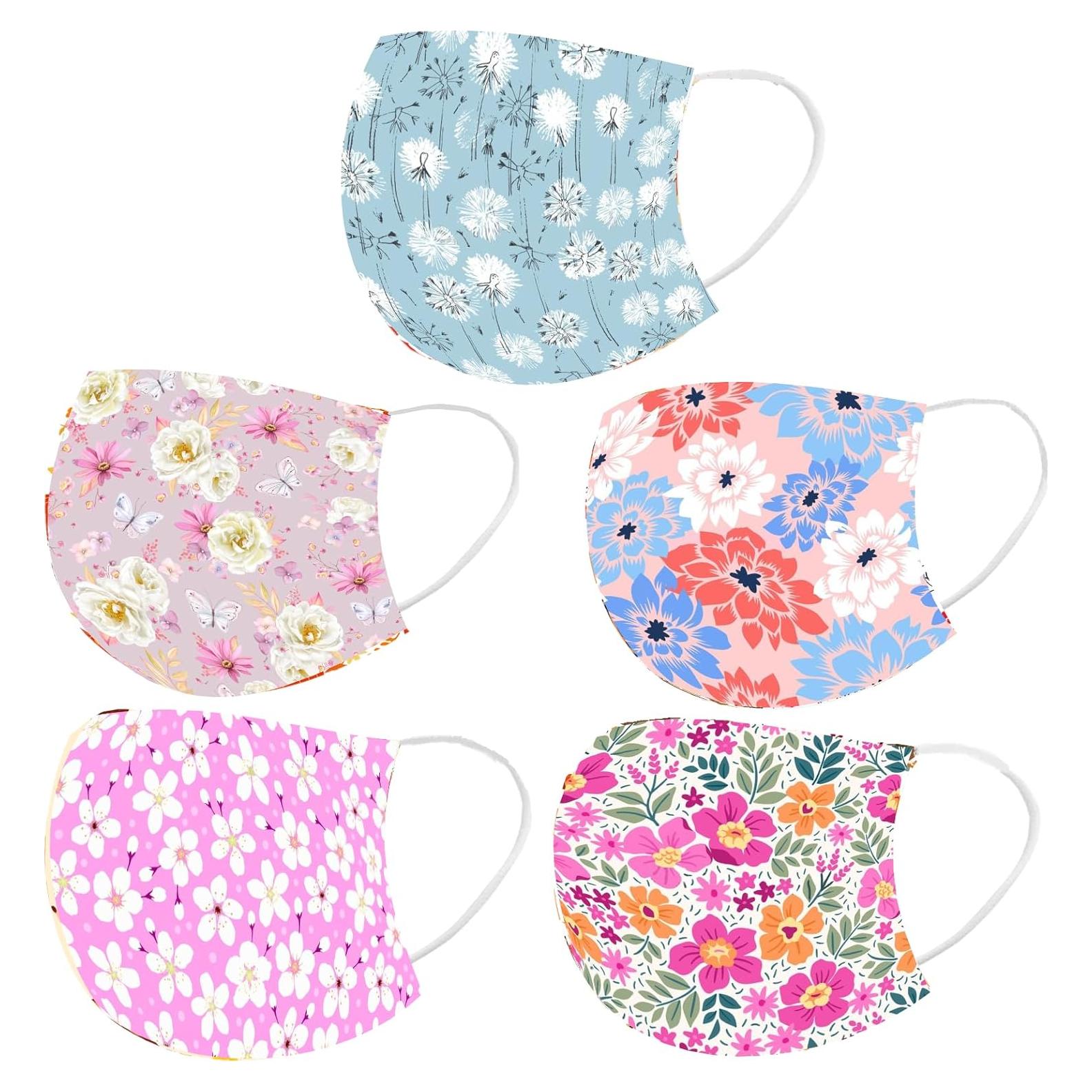 Cubierta Facial Desechable Floral 50 Pcs 3 Capas Adultos