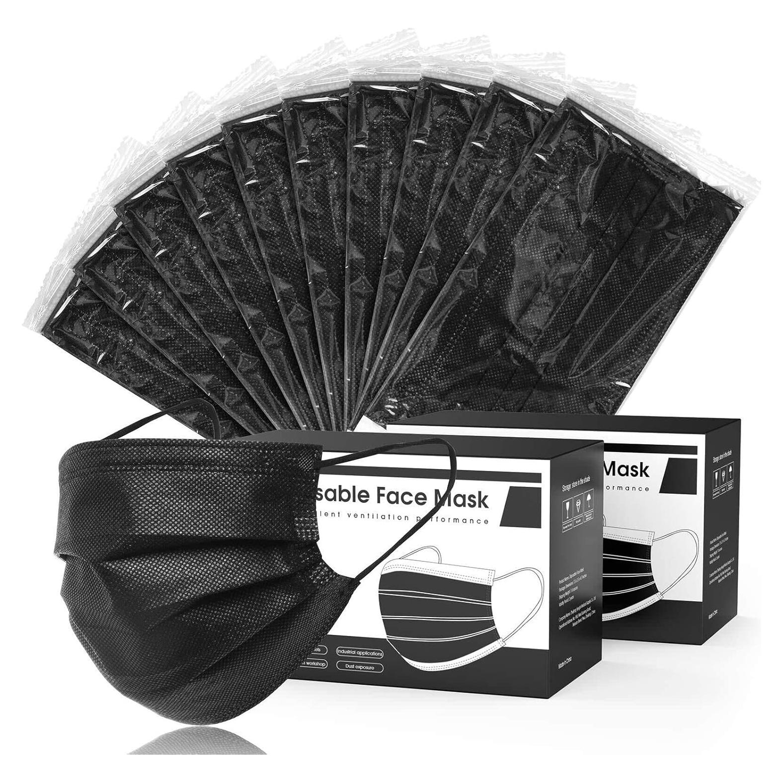 Mascarillas Desechables Negras 3 Capas Hyegiir 100 Unidades